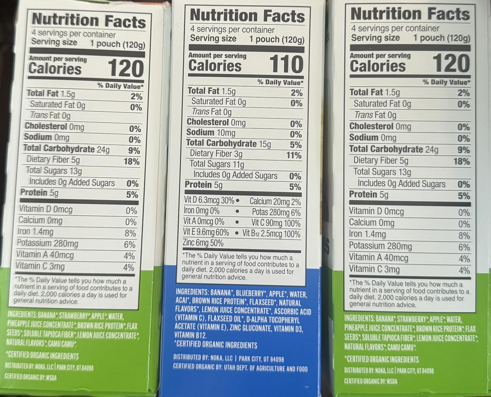 Noka Superfood Fruit Smoothie Pouches Variety Pack, Healthy Snacks with Flax Seed, Plant Protein and Prebiotic Fiber, Vegan and Gluten Free Snacks, Made in USA, Organic Squeeze Pouch, 4.22 oz, 6 Count customer photo 1