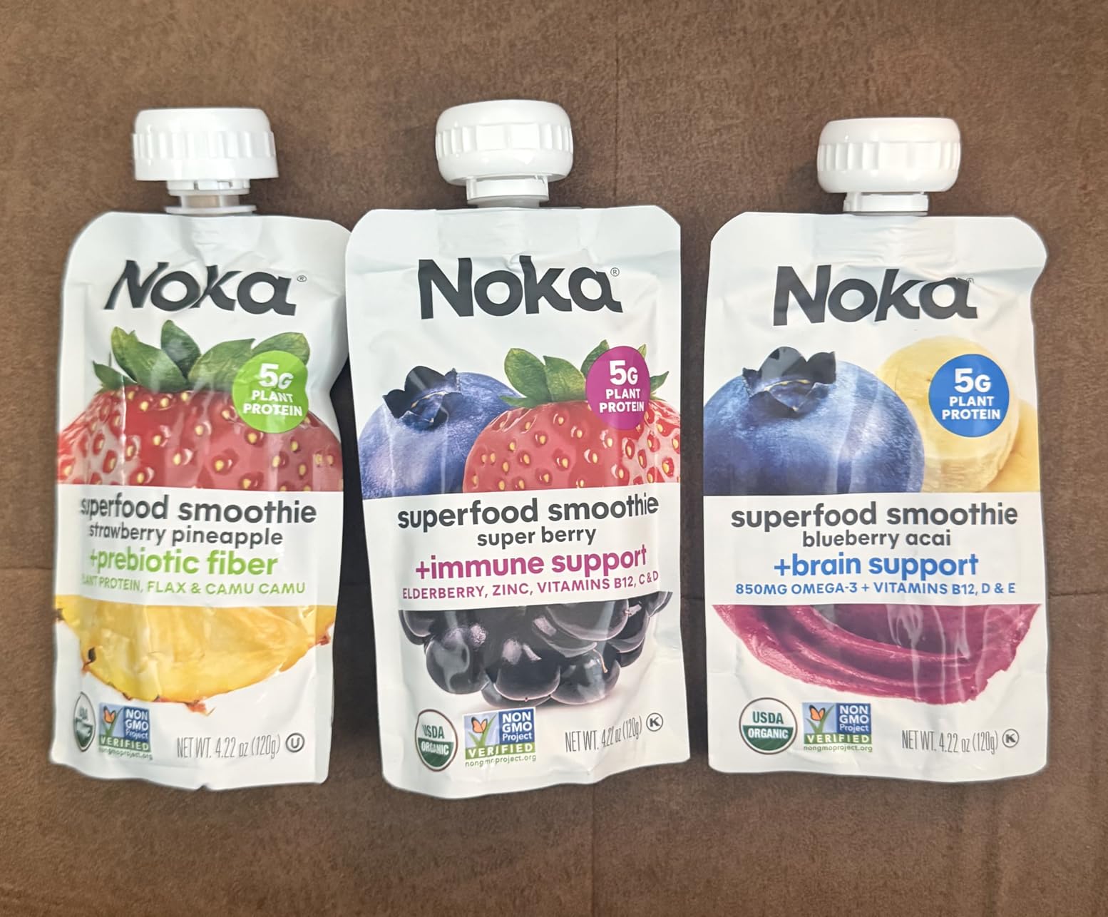 Noka Superfood Fruit Smoothie Pouches Variety Pack, Healthy Snacks with Flax Seed, Plant Protein and Prebiotic Fiber, Vegan and Gluten Free, Organic Squeeze Pouch, 4.22 oz, 6 Count customer photo 2