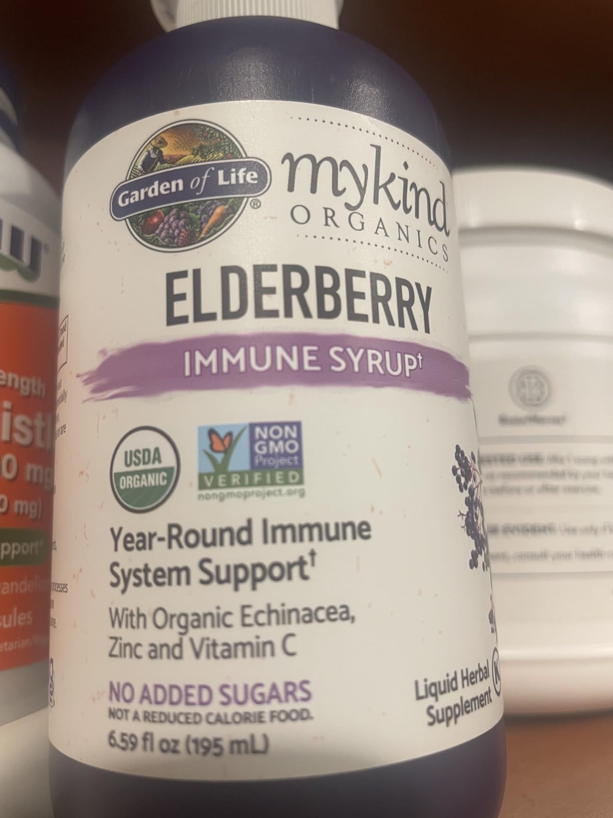 Garden of Life Organics Plant Based Elderberry Immune Syrup 6.59 floz (195 mL) for Kids & Adults - Sambucus, Echinacea, Zinc & Vitamin C, 0g Sugar, Organic Vegan Gluten Free Herbal Supplement customer photo 1