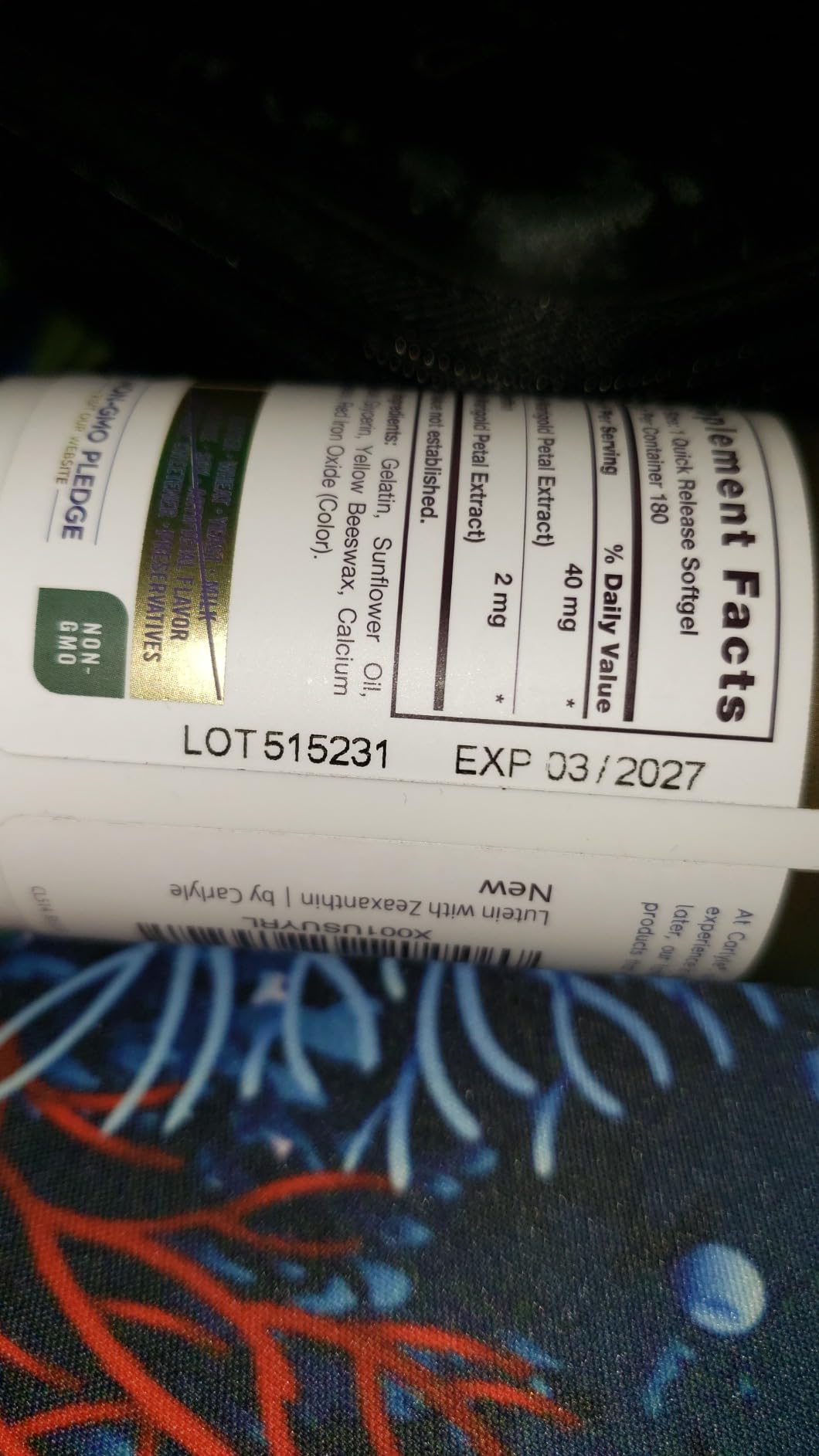 Carlyle Lutein and Zeaxanthin Supplement | 40mg | 180 Softgels | Pills for Eyes | Eye Health Vitamins | Visi-Gold | Non-GMO and Gluten Free customer photo 2