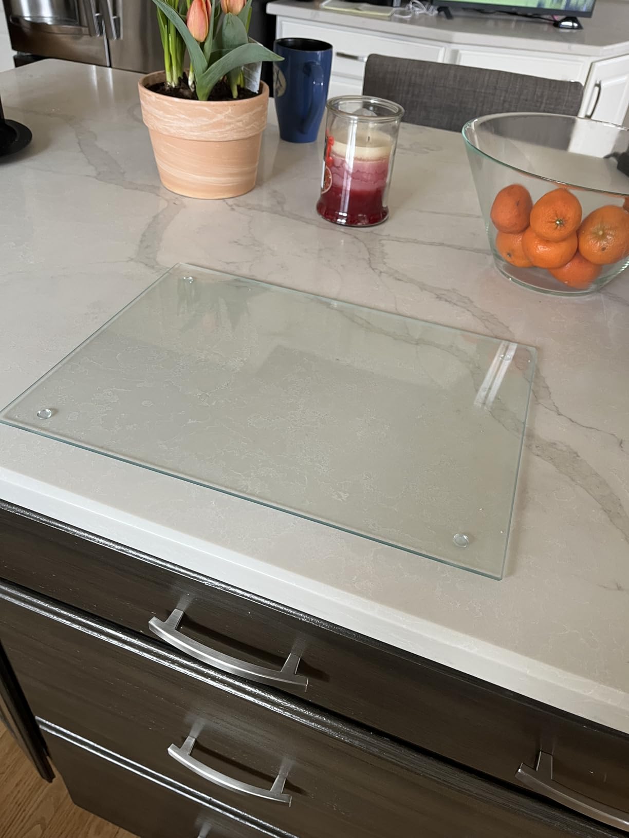 Tempered Glass Cutting Board - Long Lasting Clear Glass - Scratch Resistant, Heat Resistant, Shatter Resistant, Dishwasher Safe (Large 12x16) customer photo 2