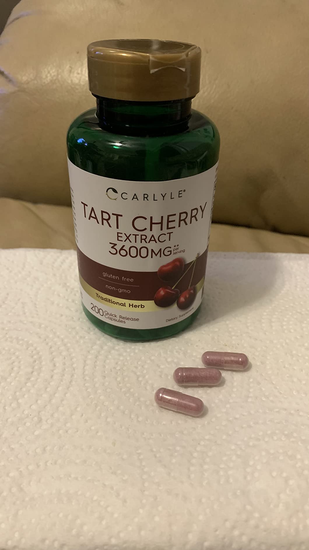 Carlyle Tart Cherry Extract Capsules | 200 Count | Non-GMO and Gluten Free Formula | Traditional Herb Supplement customer photo 2