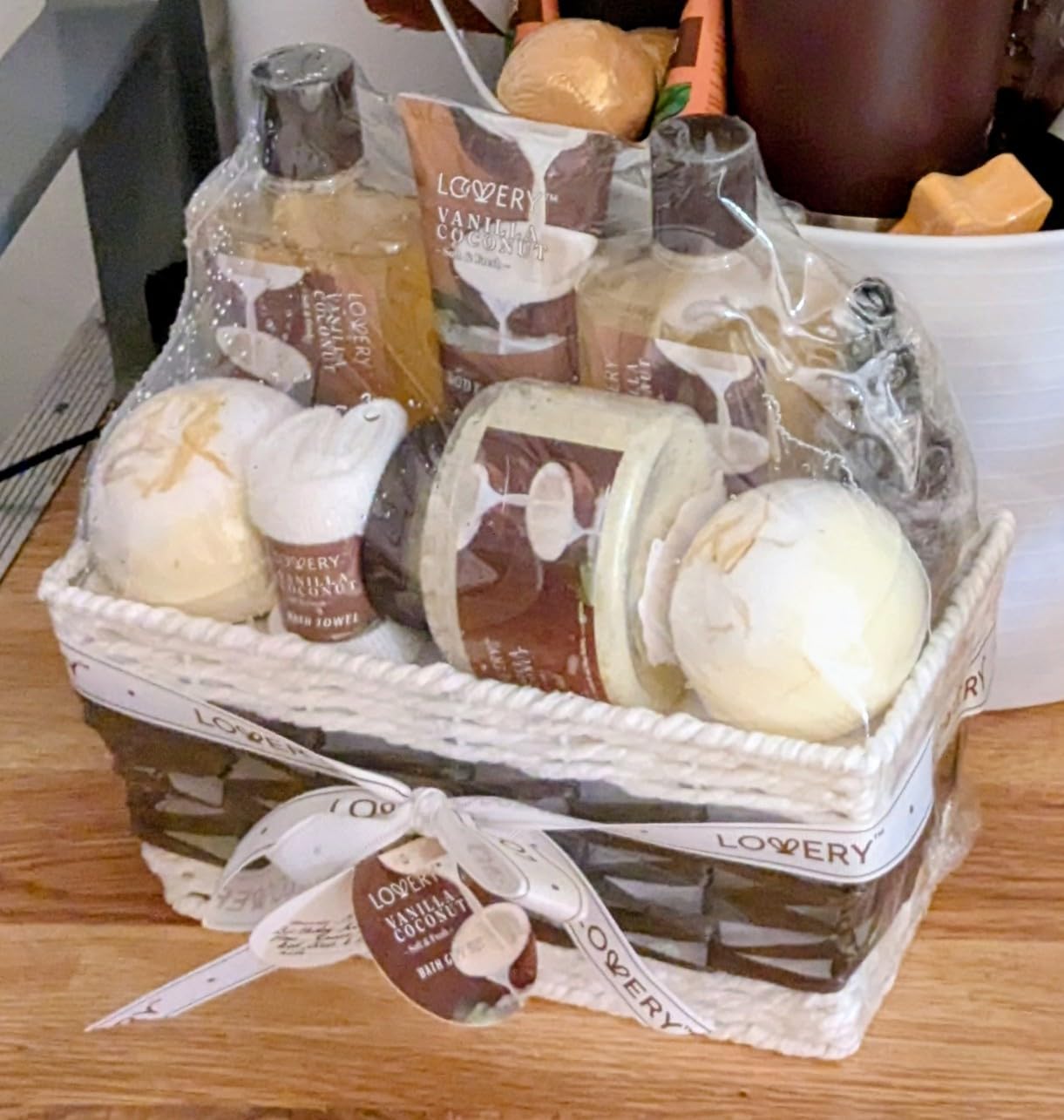 Gifts For Women Gift Basket for Women - 9 Piece Set of Vanilla Coconut Home Spa Set, Luxurious Gifts for Her, Bath and Body Sets Includes Fragrant Lotions, Large Bath Bombs, Coconut Oil customer photo 2