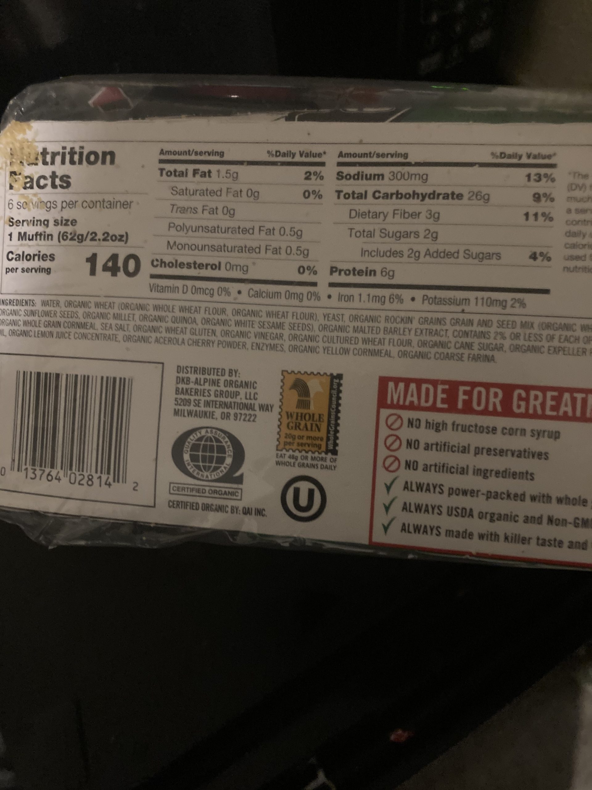 Dave's Killer Bread Rockin' Grains English Muffins, Organic Whole Grain English Muffins, 6 Count customer photo 2