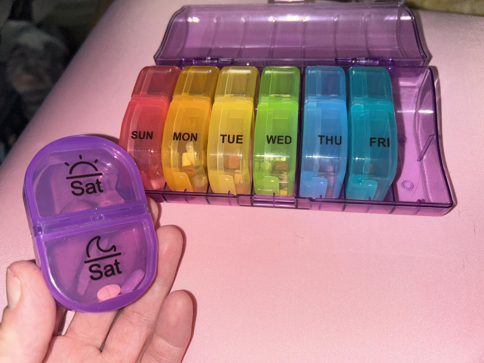 AUVON Pill Box 2 Times a Day, Weekly Pill Organizer AM PM with 7 Daily Pocket Case to Hold Vitamin, Medicine, Medication, and Supplement customer photo 1