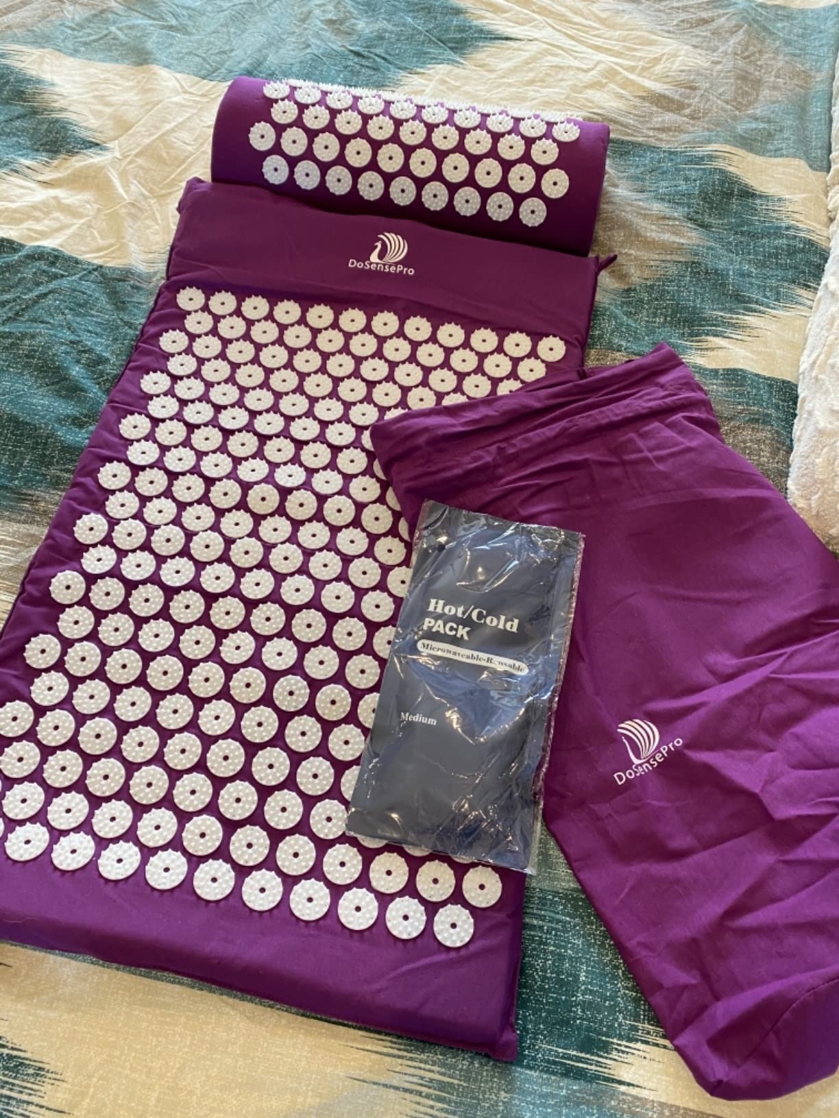 Acupressure Mat & Pillow Set - Extra-Long 29 inch Acupressure Therapy for Back & Neck Pain Relief, Sciatica, Stress Relief & Sleep Support Includes Carry Bag & Hot/Cold Pack (Purple) customer photo 1