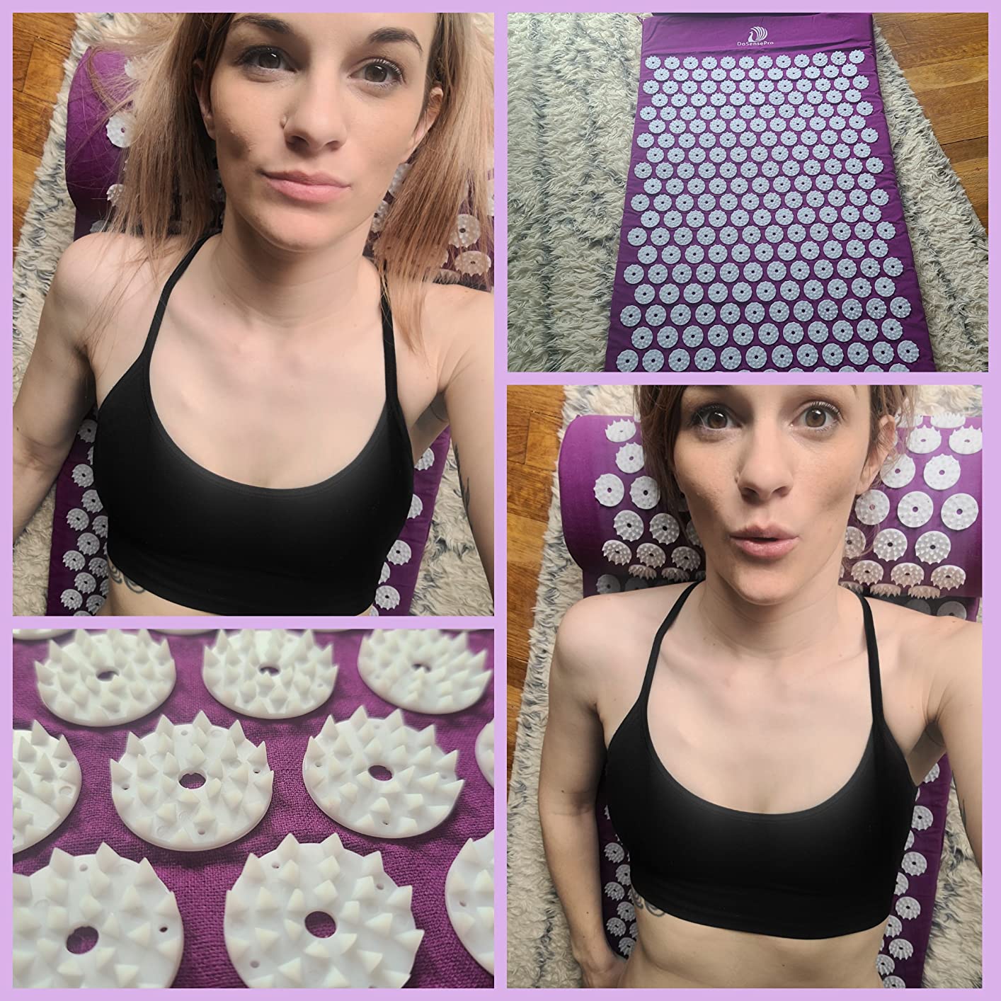 Acupressure Mat & Pillow Set - Extra-Long 29 inch Acupressure Therapy for Back & Neck Pain Relief, Sciatica, Stress Relief & Sleep Support Includes Carry Bag & Hot/Cold Pack (Purple) customer photo 2