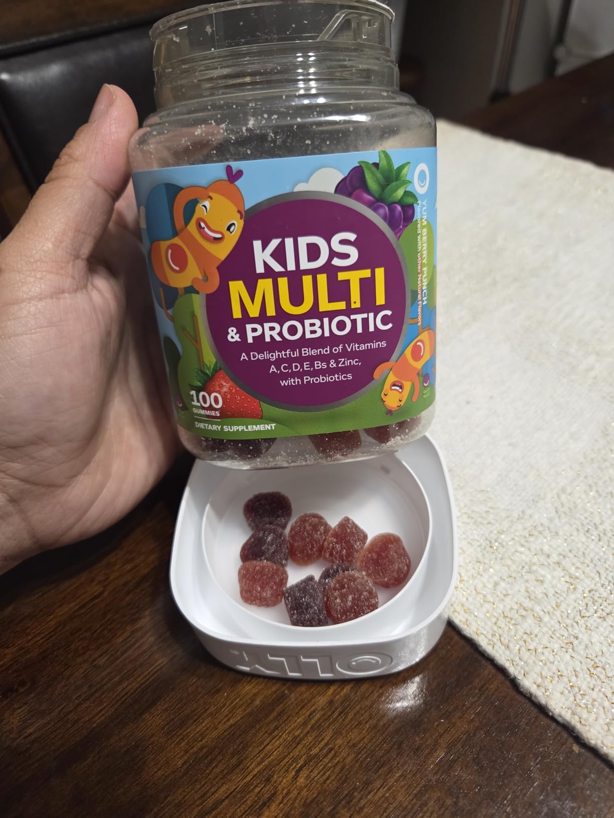 OLLY Kids Multivitamin & Probiotic Gummy, Digestive Support, Vitamins A, D, C, E, B, Zinc, Chewable Supplement, Berry Flavored, 50 Day Supply - 100 Count customer photo 1