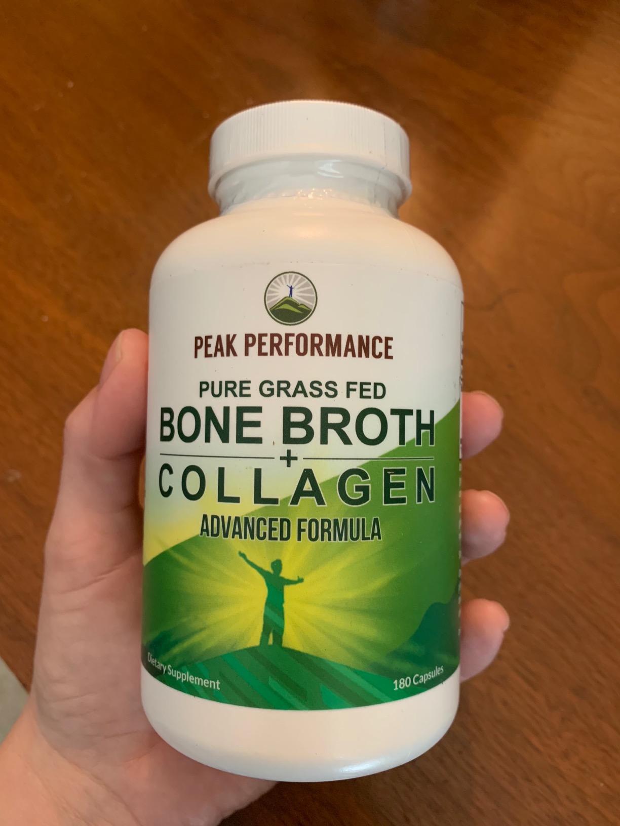 Peak Performance Bone Broth Collagen Capsules - 180 Pills of Grass Fed Bone Broth Collagen Protein Peptides - Contains All 3 Types 1, 2, and 3 - Pure Pasture Raised Paleo Friendly for Women & Men customer photo 1