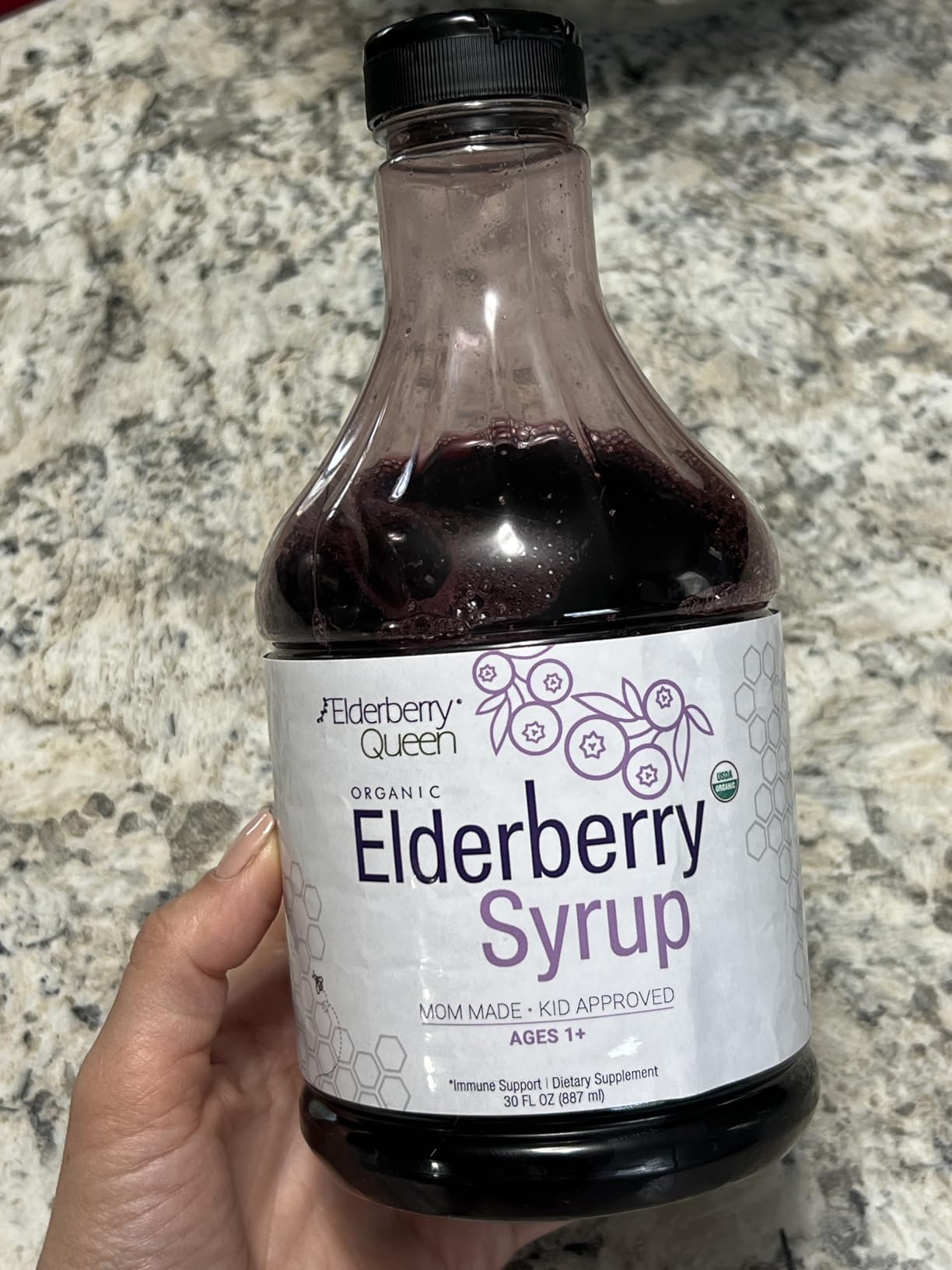 Elderberry Queen Organic Elderberry Syrup 24 Fl Oz - Immune Support Formula with Sambucus Black Elderberry & Aronia Berry - Pure Natural Certified Organic Elderberry Syrup for Kids and Adults customer photo 1