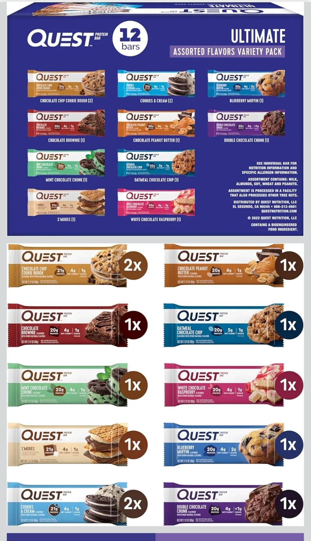 Quest Nutrition Ultimate Variety Pack Protein Bars, High Protein, Low Carb, Gluten Free, Keto Friendly, 12 Count customer photo 2