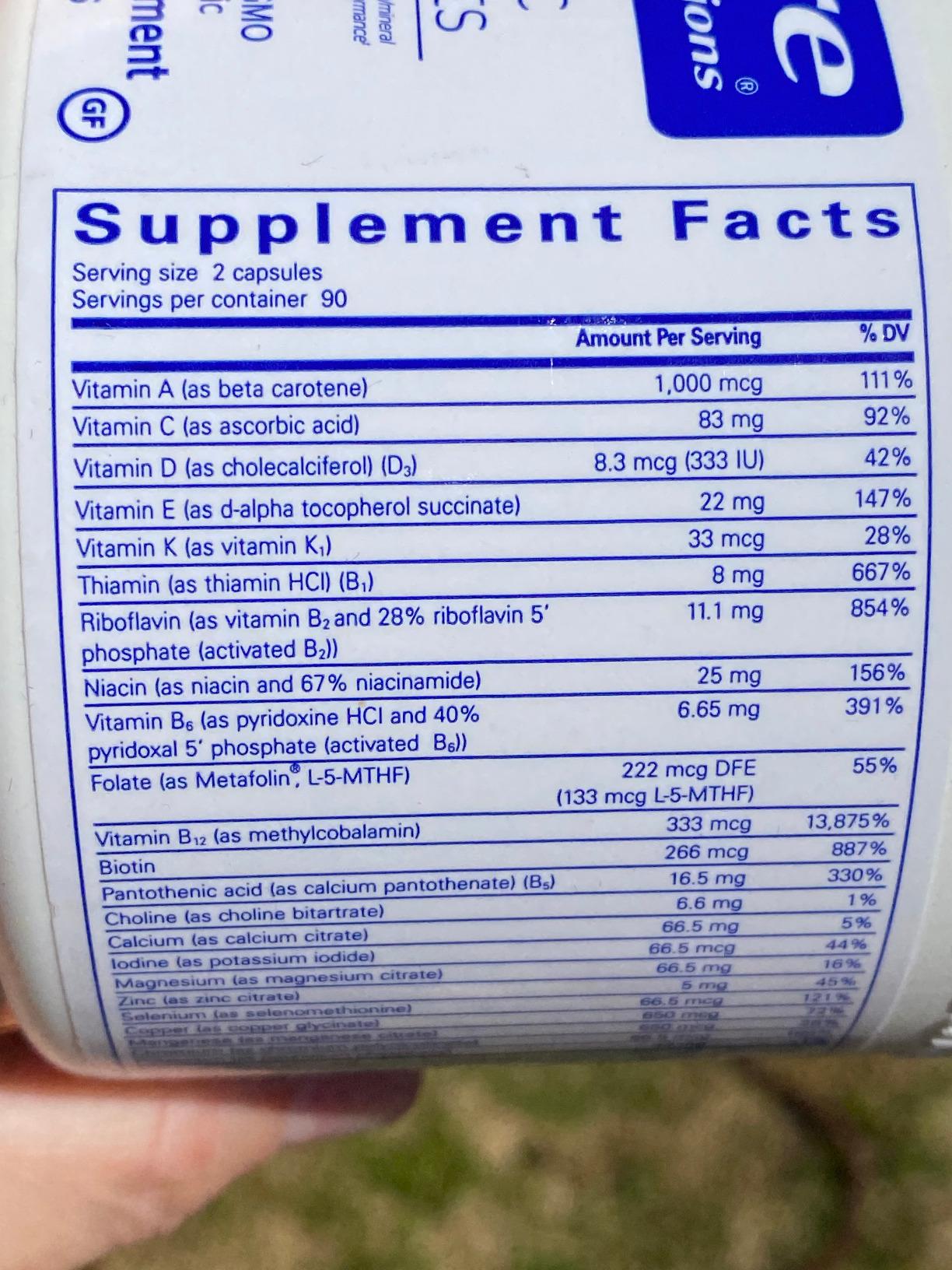 Pure Encapsulations Athletic Nutrients | Multivitamin/Mineral Complex for Exercise Performance and Training | 180 Capsules customer photo 2