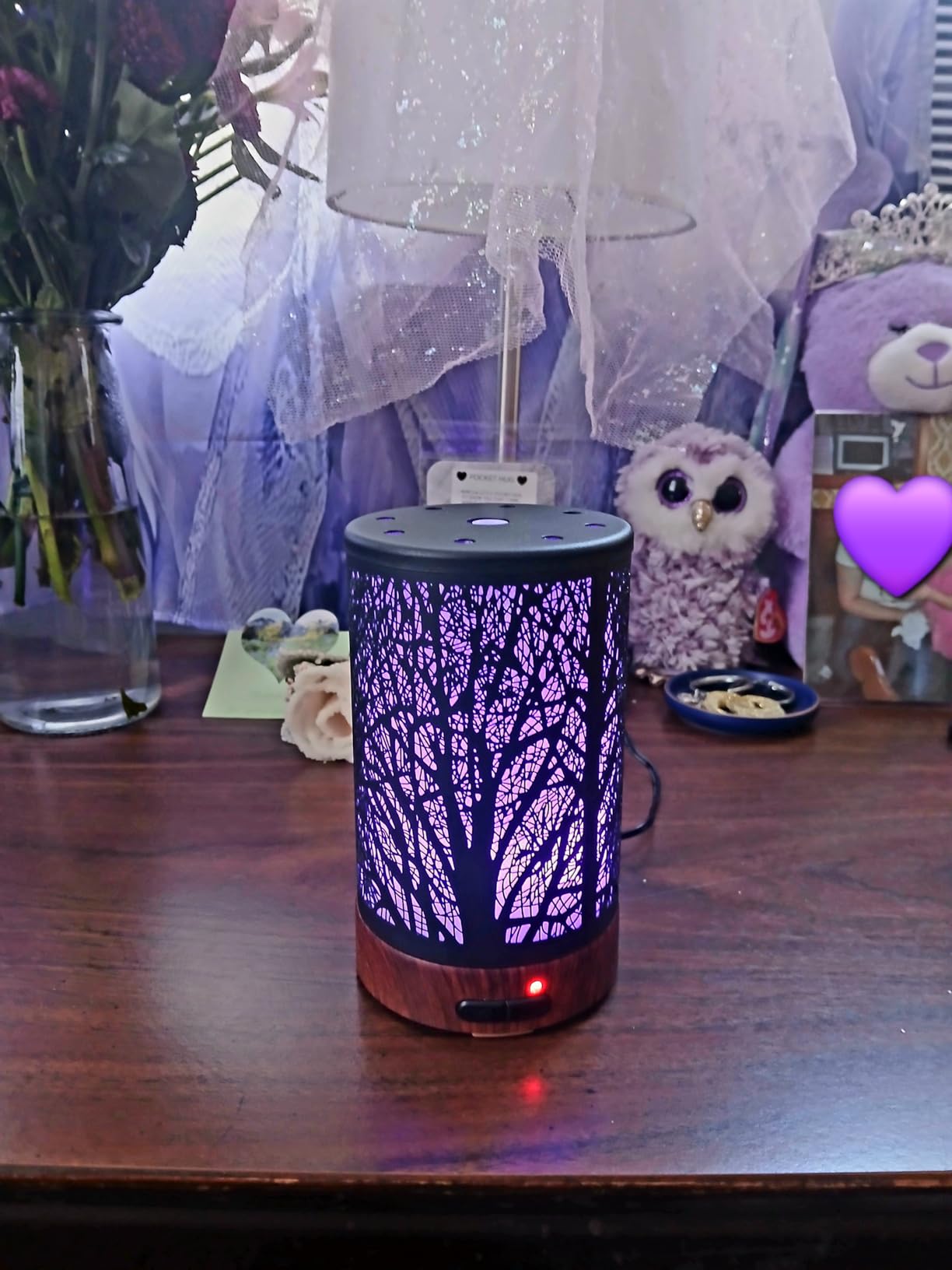 EQUSUPRO Essential Oil Diffuser 150ml Black Metal Aromatherapy Oil Diffuser Ultrasonic Cool Mist Diffuser with Auto Shut-Off Protection,7 Colors Changed LED for Home Office SPA Yoga customer photo 2