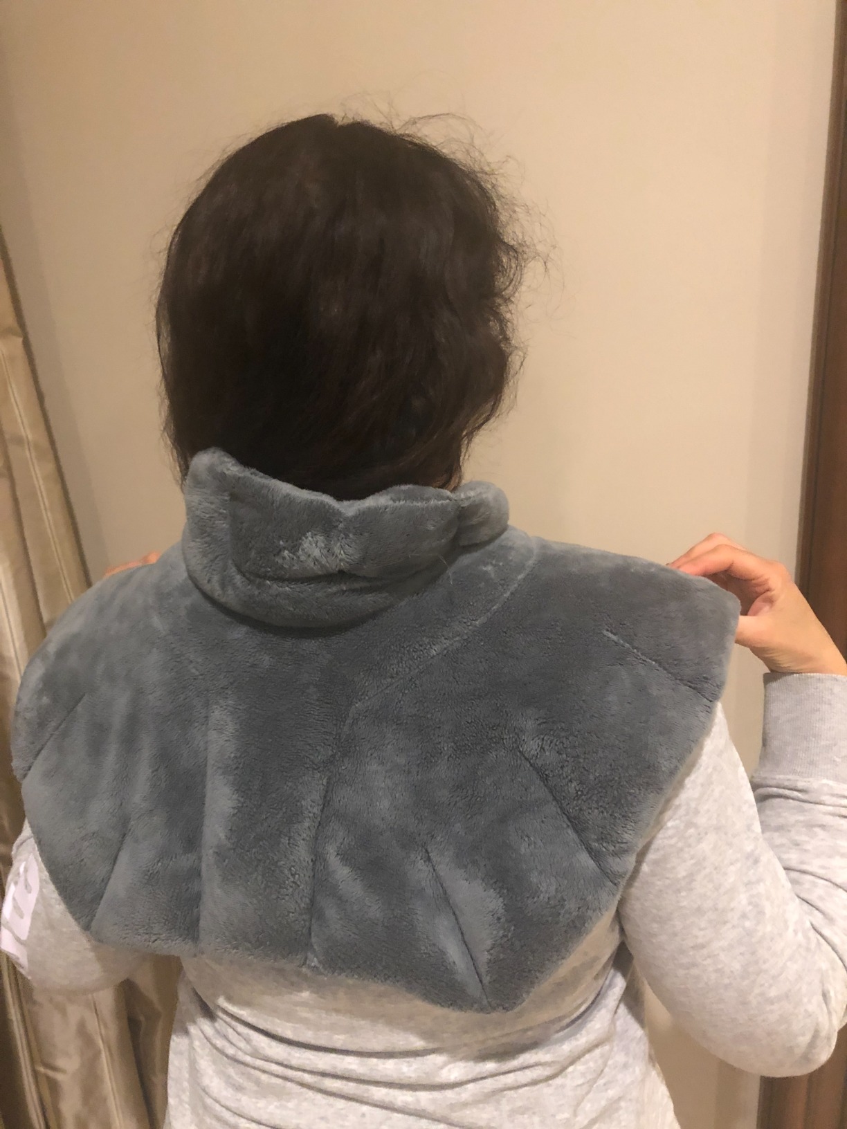 Microwavable Heating Pad for Neck, Shoulders, and Back by Joy & Grace | 5 Lb Weighted Neck & Shoulder Wrap | Moist Heat Therapy Pack for Relaxation and Comfort | Soft Micro-Mink Cover | Scented Blue customer photo 2