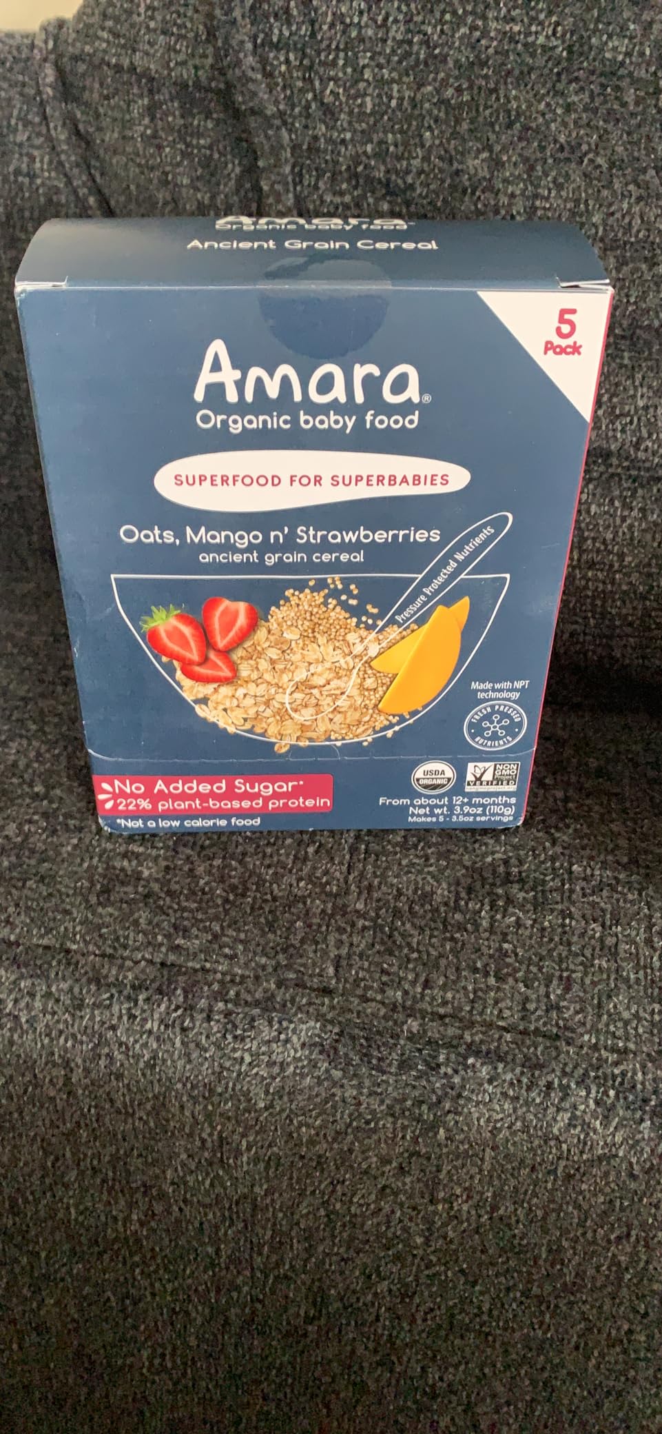 Amara Organic Baby Food - Stage 3 - Ancient Grain - Baby Cereal to Mix With Breastmilk, Water or Baby Formula - Shelf Stable Baby Food Made from Organic Fruit & Veggies - 5 Pouches, 3.5oz Per Serving customer photo 2