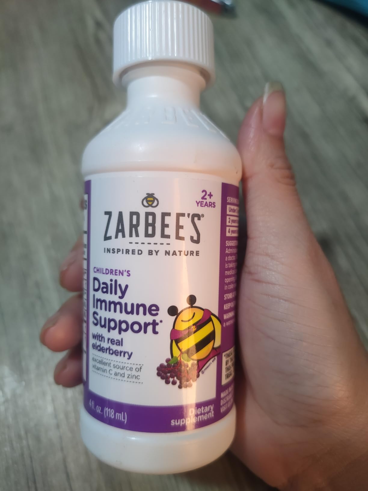 Zarbee's Elderberry Syrup for Kids, Daily Immune Support with Vitamin C & Zinc, Childrens Liquid Supplement, Natural Berry Flavor, 4 fl oz customer photo 1
