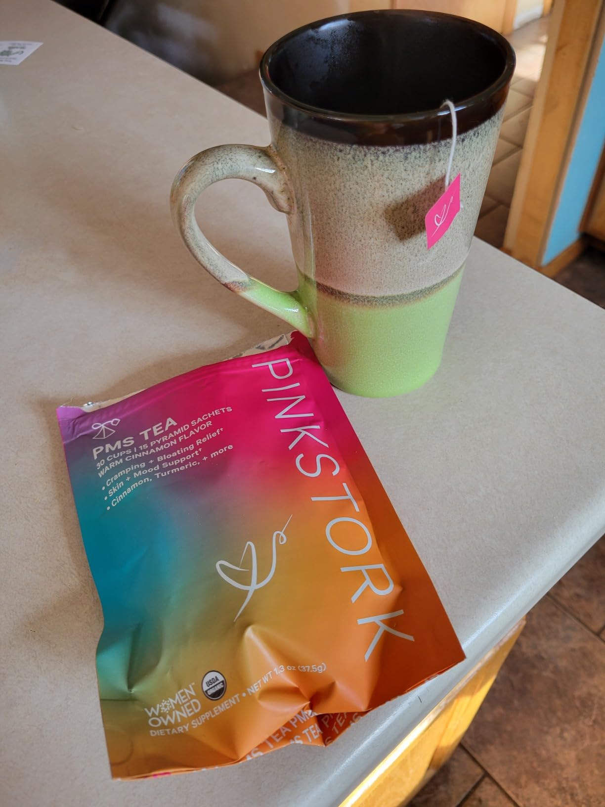 Pink Stork Organic PMS Tea for Hormone Balance, Mood Swings, Bloating, and Period Regularity - 8 Herbs - Vitex, Red Raspberry Leaf, Chamomile customer photo 1