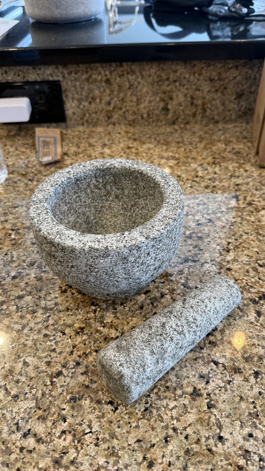 GORILLA GRIP Natural Granite Stone Lab Mortar and Pestle Set, 1.5 Cup, Gray customer photo 1
