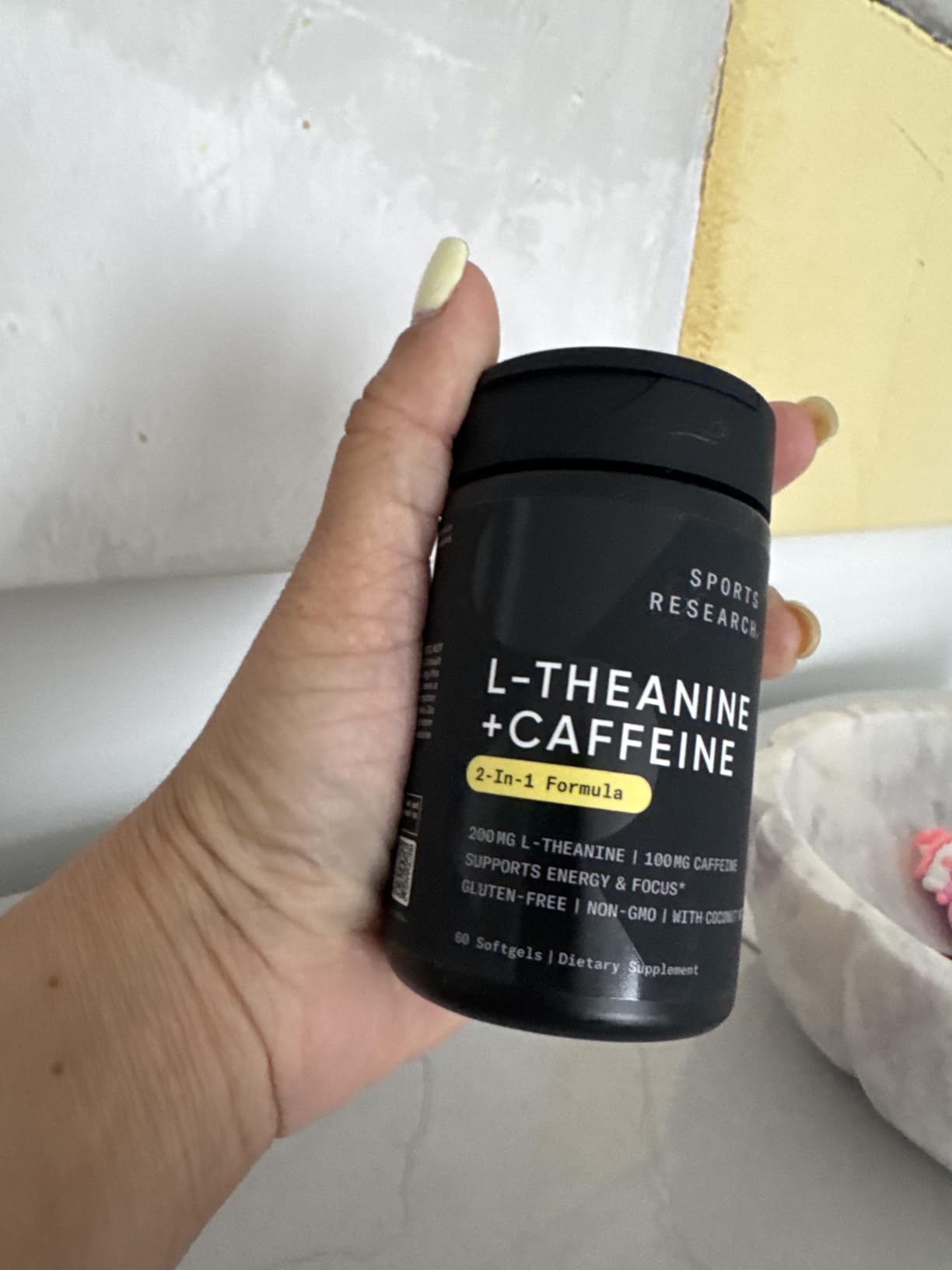 Sports Research L-Theanine Supplement with Caffeine & Coconut MCT Oil - Focused Energy, Alertness & Relaxation Without Drowsiness - 200mg L Theanine, 100mg Organic Caffeine - 60 Liquid Softgels customer photo 1