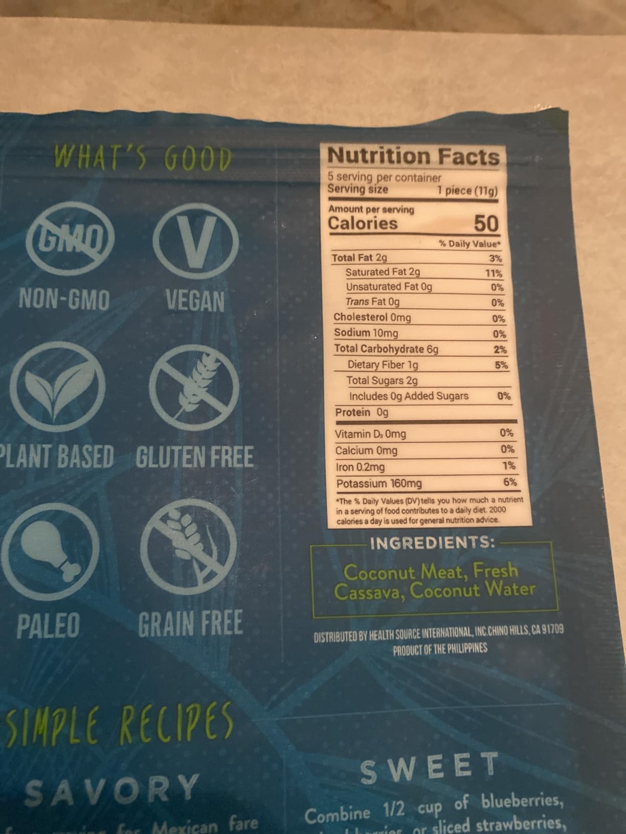 All Natural, SHELF STABLE, Paleo, Gluten Free, Vegan Non-GMO, Raw Veggie NUCO Coconut Cassava Wraps. Crafted with Fresh Cassava, Milder Coconut flavor, Low Carb and Yeast Free 5 Count customer photo 1