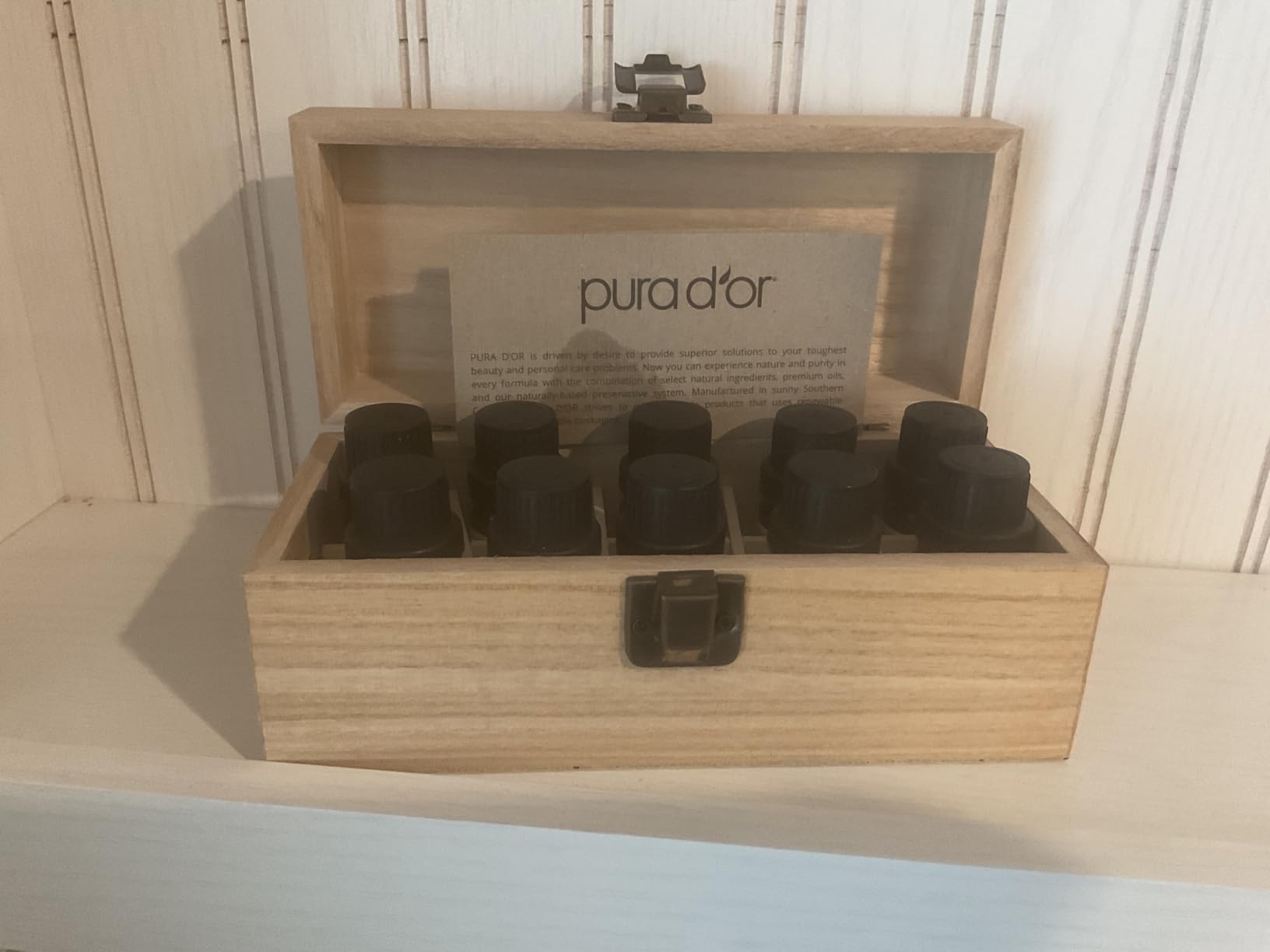 PURA D'OR Organic Perfect10 Essential Oils Set - 10x 10mL Wood Box Aromatherapy Gift Set - 100% Pure Therapeutic Grade for Relaxation and Wellness (Lavender, Peppermint, Eucalyptus, Tea Tree & More) customer photo 2