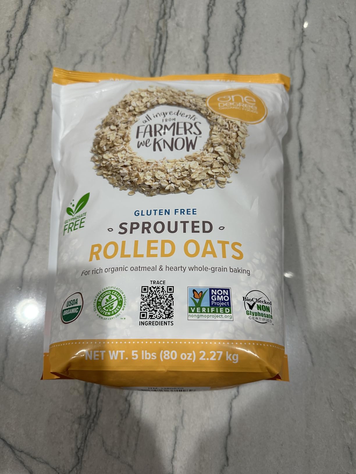 One Degree Organic Foods Organic Sprouted Rolled Oats, 45 OZ customer photo 1