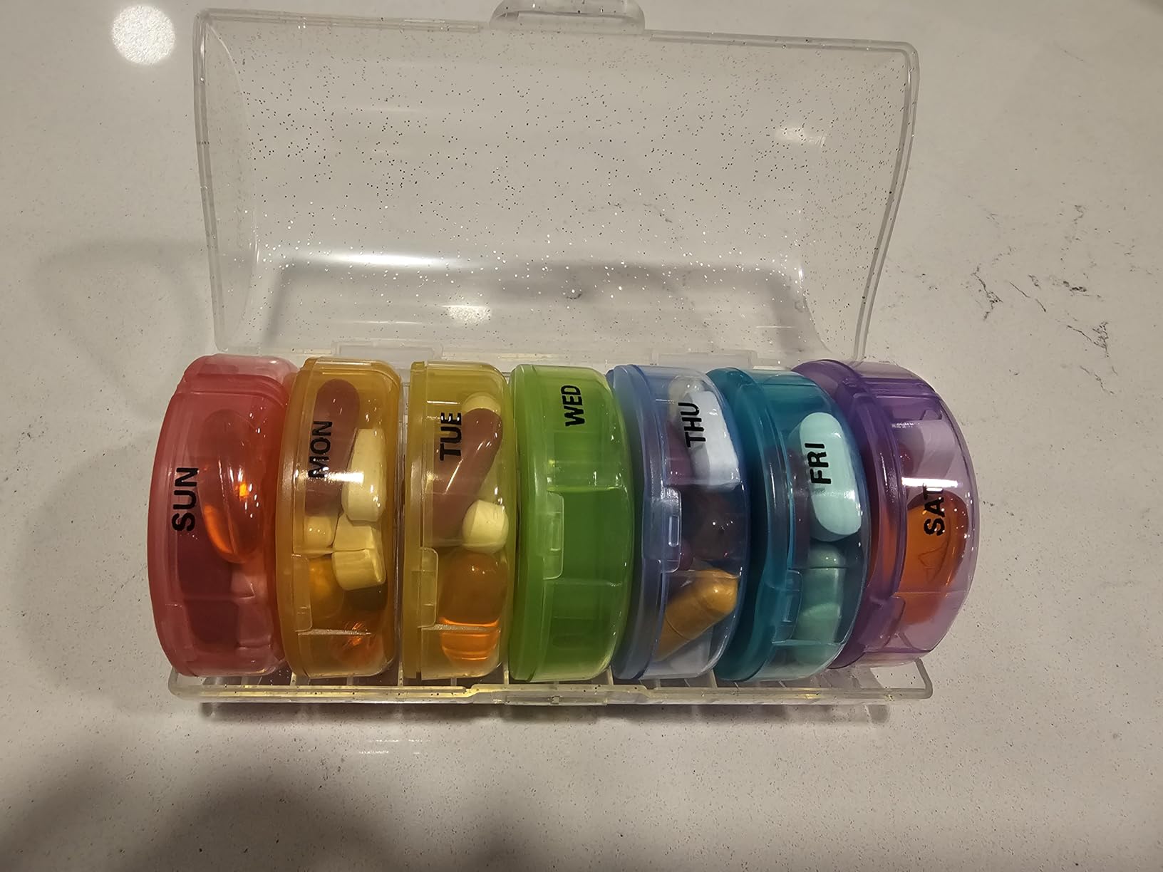 Sukuos Large Weekly Pill Organizer 2 Times a Day, Daily Pill Box 7 Day Easy to Open with Double Protection, AM PM Pill Case for Medicine/Vitamin/Fish Oil/Supplements customer photo 1