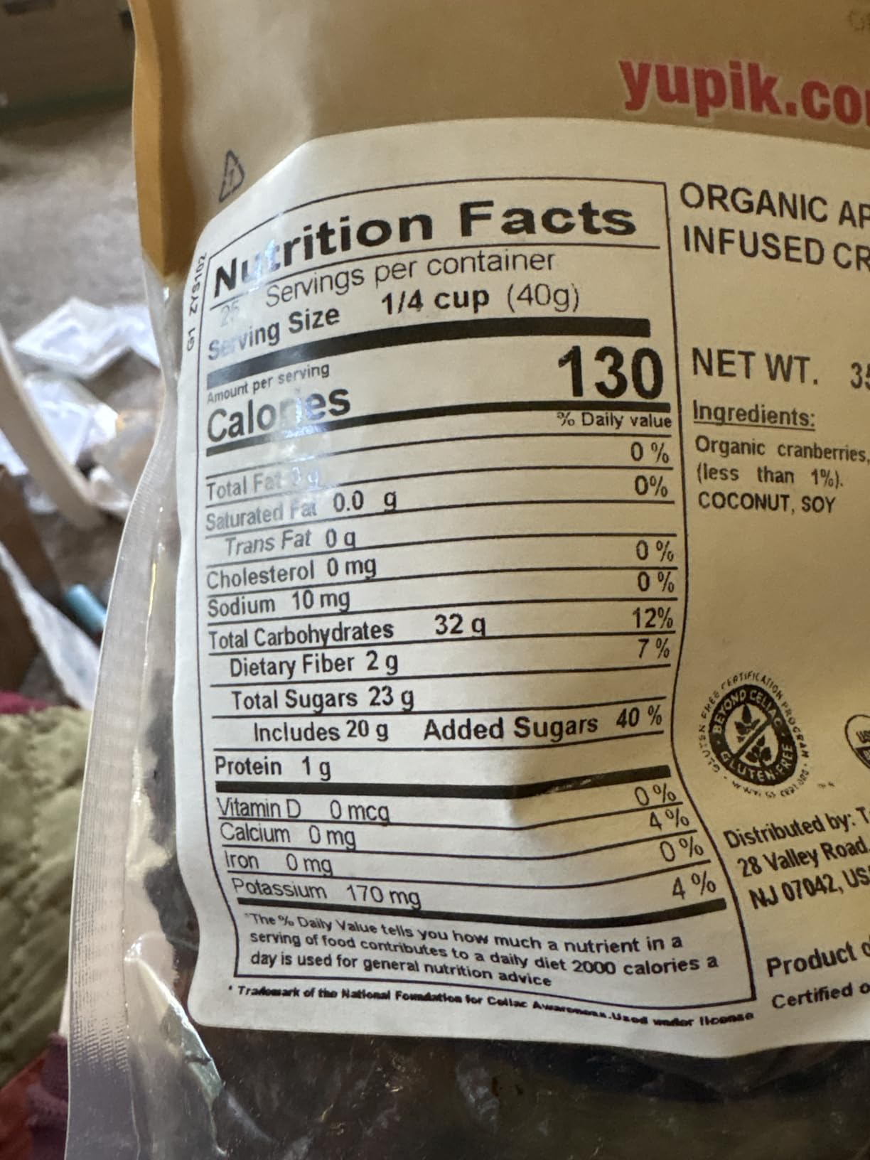 Yupik Organic Cranberries, Apple Juice Infused, 2.2 lb (35.2 oz), Non-GMO, Gluten-Free, Vegan, Kosher, Dried Fruits, No Added Sugar, Plump & Chewy, Source of Fiber, For Baking & Topping customer photo 1