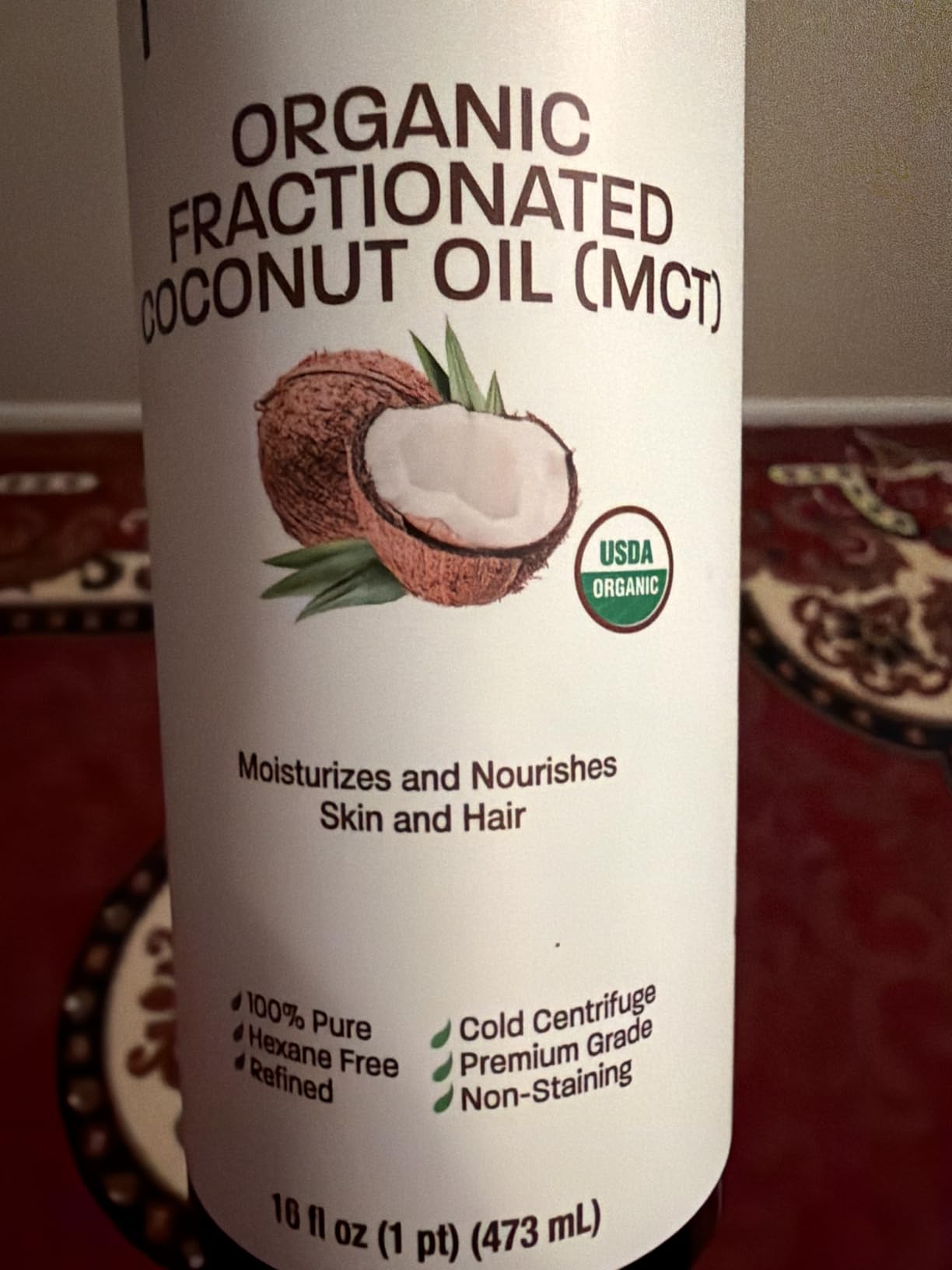 PURA D'OR ORGANIC Fractionated Coconut Oil MCT Oil (16 Oz) 100% Pure & Natural USDA Certified customer photo 1