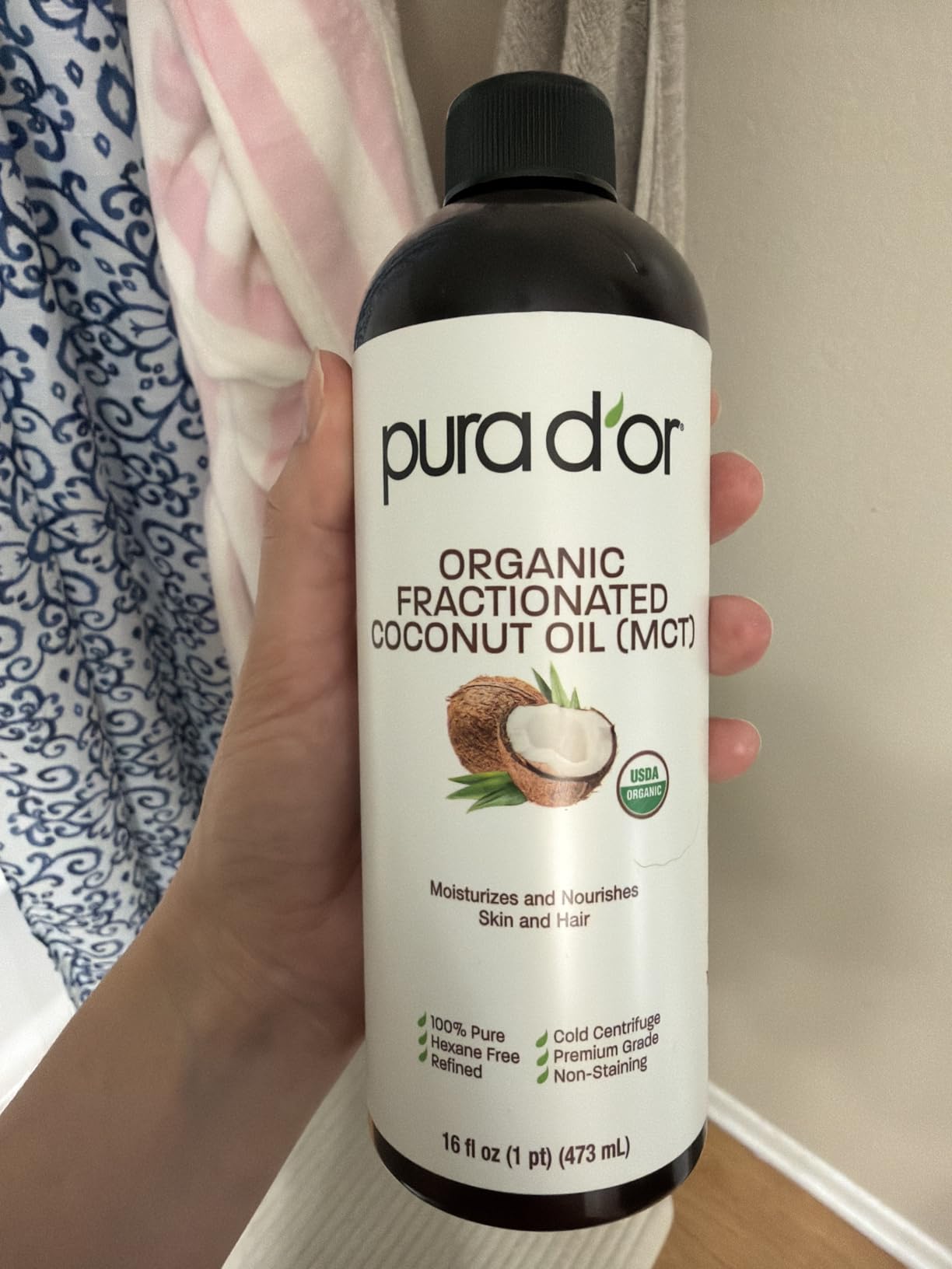 PURA D'OR ORGANIC Fractionated Coconut Oil MCT Oil (16 Oz) 100% Pure & Natural USDA Certified customer photo 2