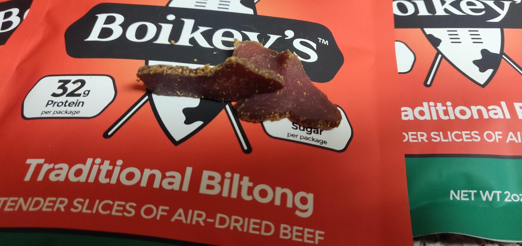 Boikeys Biltong South African Style Beef Jerky - Traditional Flavor - Gluten Free - Zero Sugar Keto Friendly - 16g Protein - Premium Round Roast Beef Cuts - Naturally Cured - 2 oz (3 Pack) customer photo 1