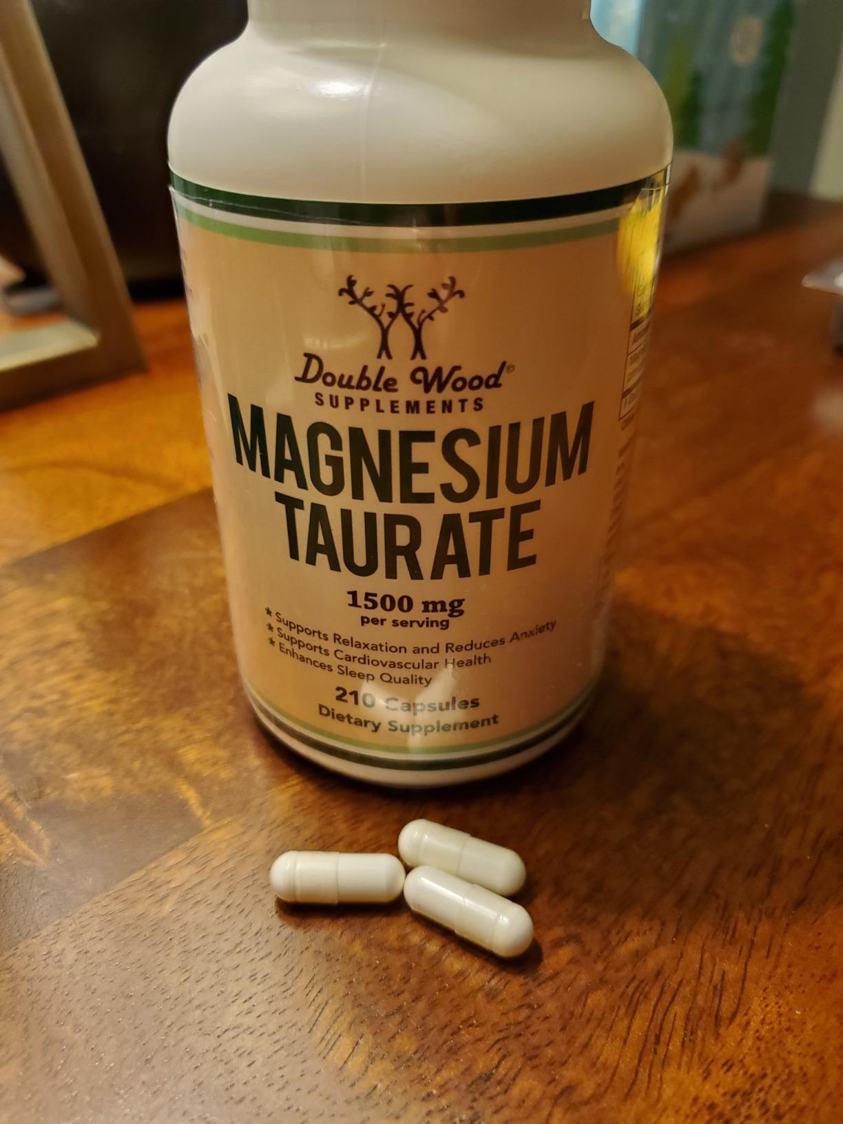 Magnesium Taurate Supplement for Cardiovascular Health to Boost Magnesium Levels (1,500mg per Serving, 210 Vegan Capsules) Non-GMO, Gluten Free, by Double Wood Supplements customer photo 1