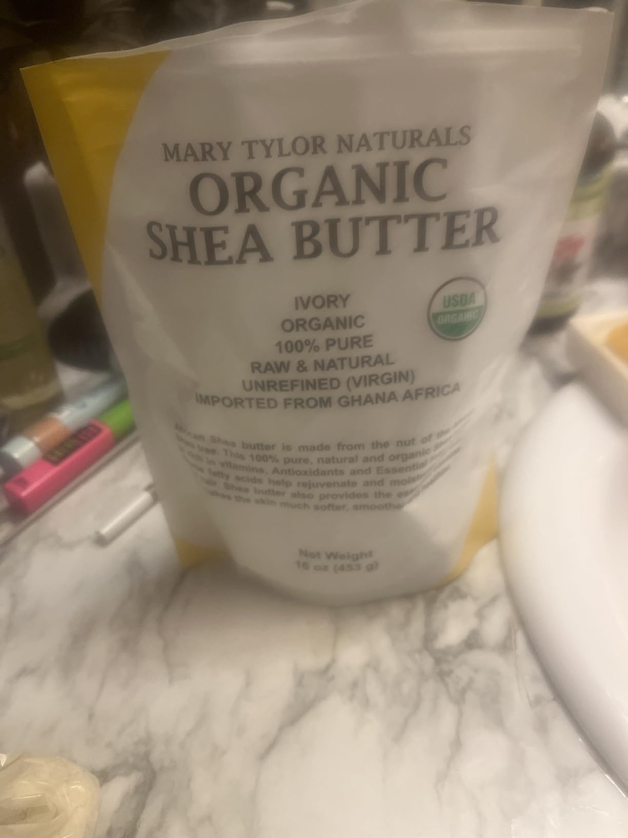 Mary Tylor Naturals Organic Shea Butter 1 lb - USDA Certified Raw, Unrefined, Ivory From Ghana Africa - Great for Hair, Skin and all your DIY Projects customer photo 2