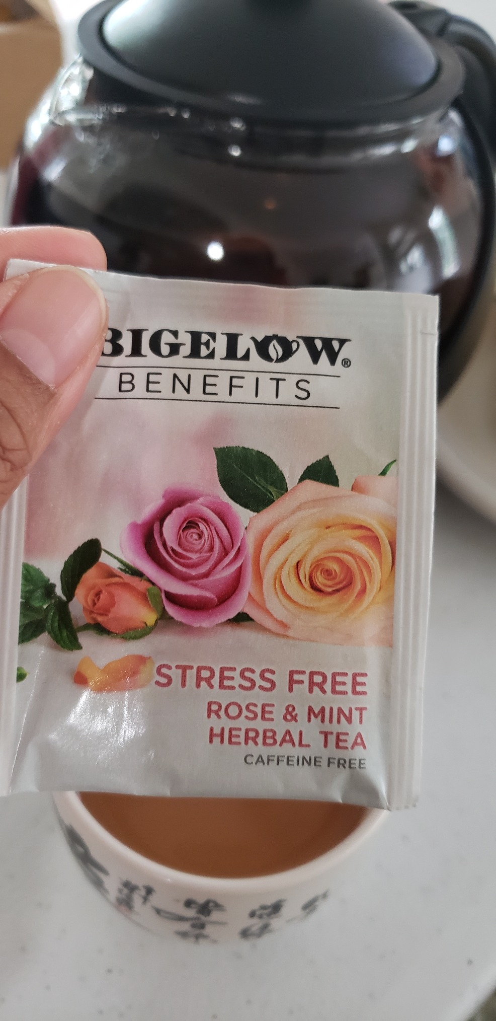 Bigelow Benefits Stress Free Rose & Mint Herbal Tea, Caffeine Free, 18 Count (Pack of 6), 108 Total Tea Bags customer photo 1