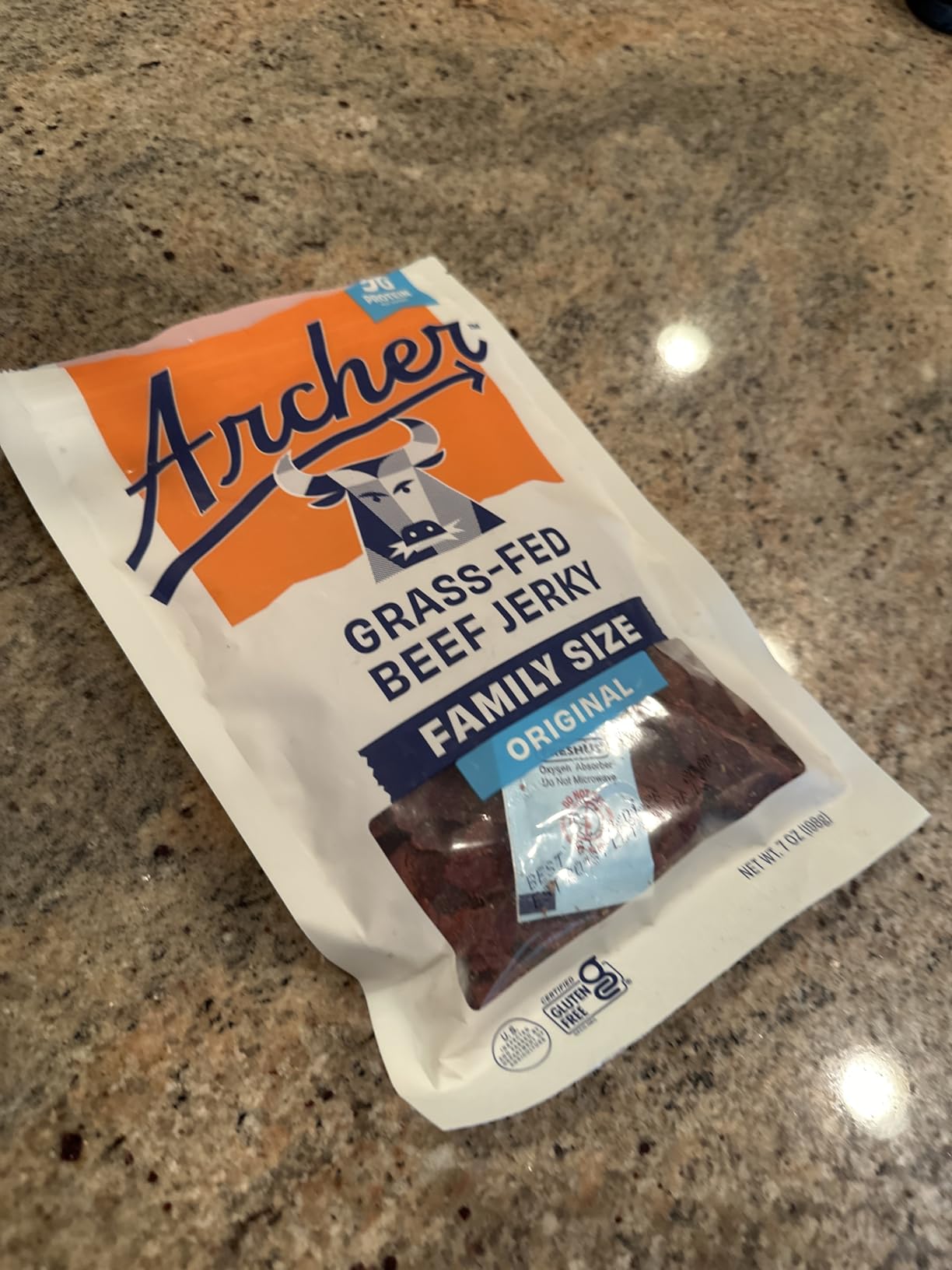 Country Archer Grass Fed Beef Jerky - Beef Snack Bags Bulk, Individual Packs, Protein Snack, Gluten Free, No Nitrates, Natural Ingredients - Original Flavor, 7 oz (Pack of 1) customer photo 1