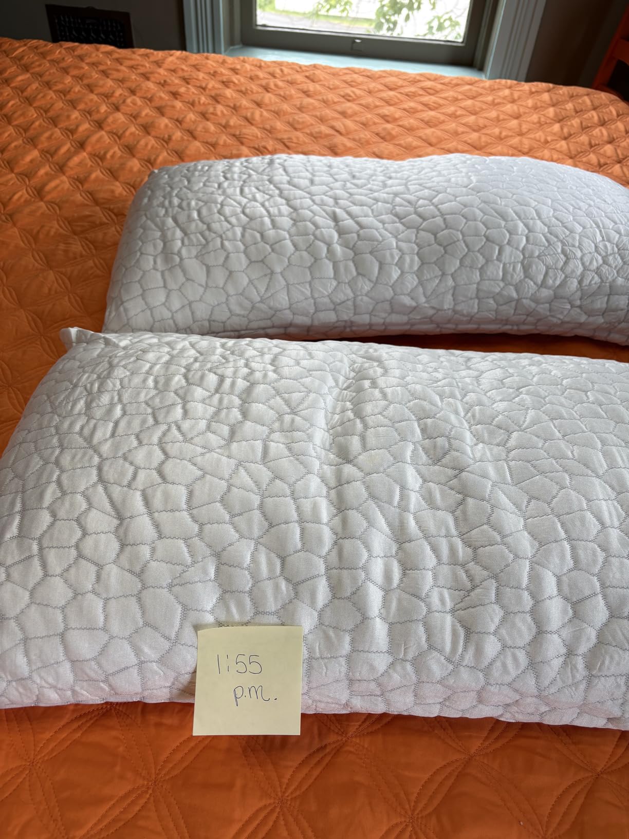 QUTOOL Cooling Pillow for Sleeping, CertiPUR-US Shredded Memory Foam Queen Pillows Set of 2, Cool Pillow for Hot Sleepers Adjustable Firm Pillow for Side, Back, Stomach Sleepers Soft Yet Support, White customer photo 2
