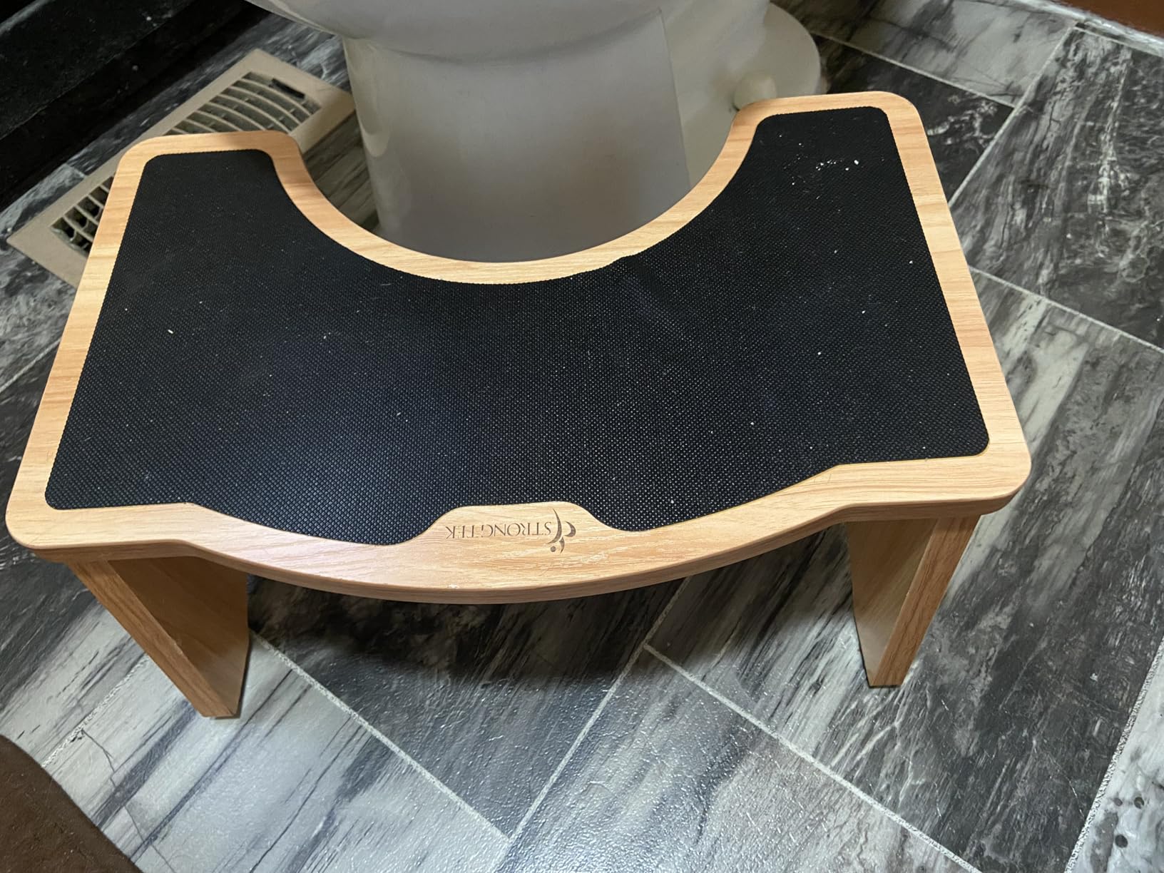 StrongTek Enhanced Squatting Toilet Stool, Wooden Potty Stool for Bathroom, Extra-Thick Wood, Sturdy 350 lbs Capacity, Comfortable Toilet Stool for Kids, Adults & Seniors customer photo 1
