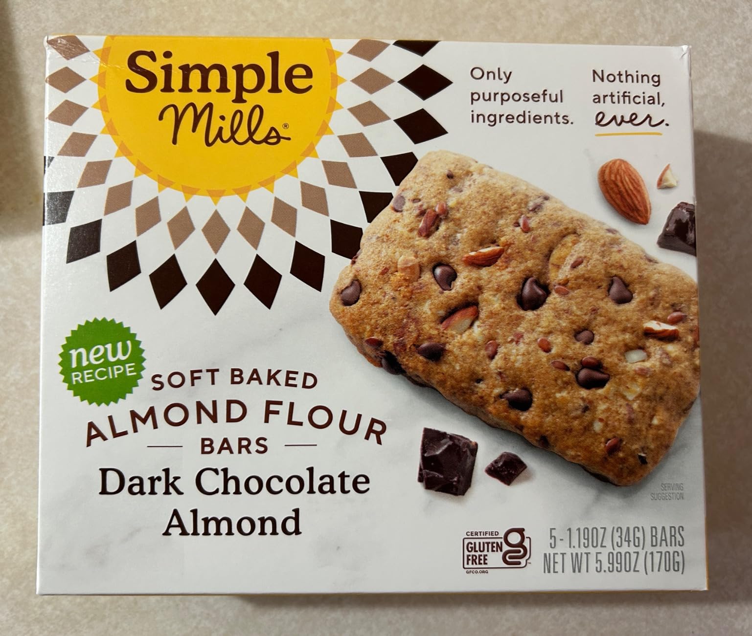 Simple Mills Soft Baked Dark Chocolate Almond Flour Bars, 5 ct, 1.19 oz each customer photo 2