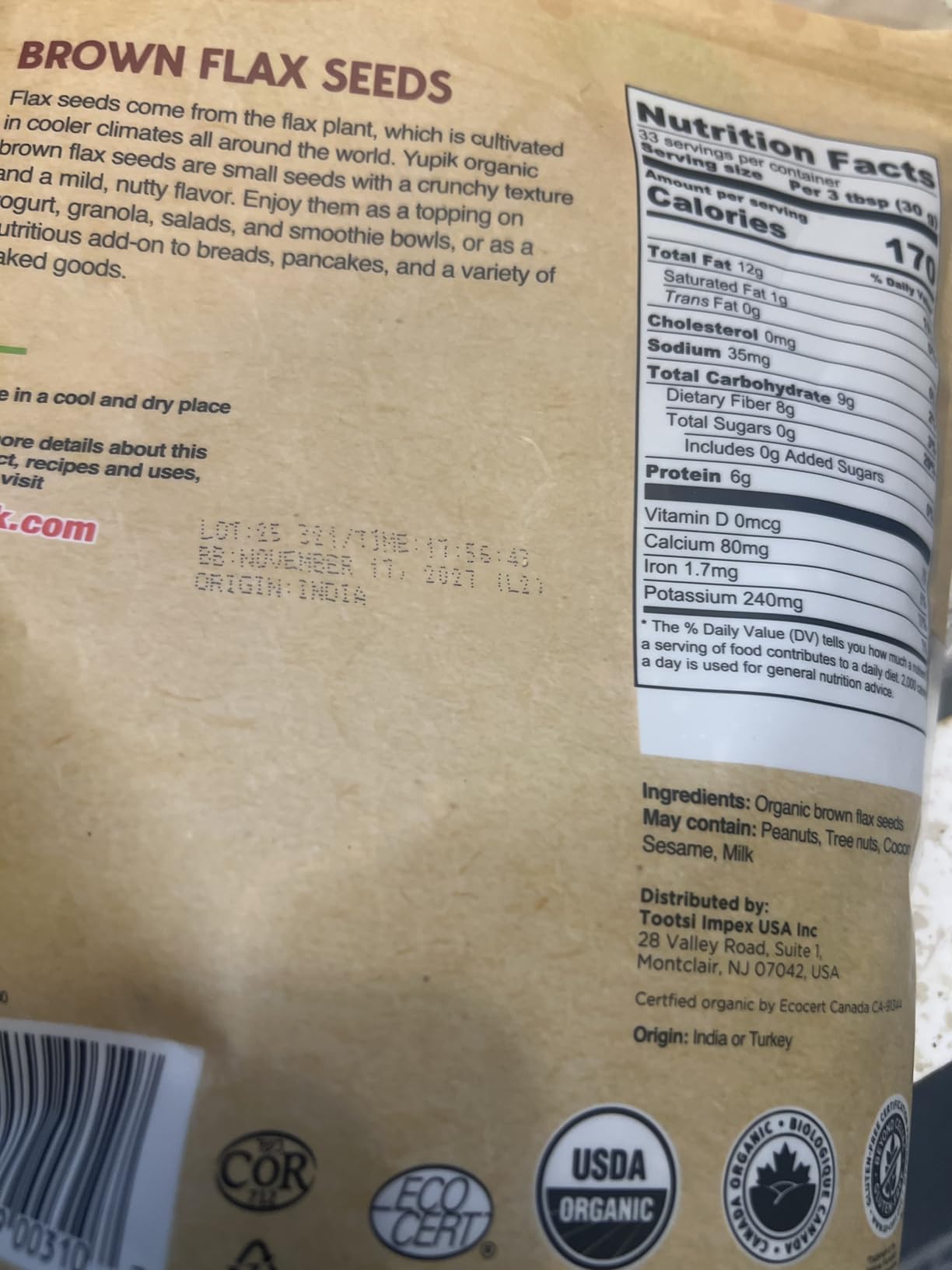 Yupik Organic Brown Flax Seeds, 2.2 lb (35.3 oz), Gluten-Free, Non-GMO, Kosher, Vegan, Raw Seeds, Rich in Omega-3, Excellent Source of Fiber, Plant-Based Protein, Ideal for Baking & Topping customer photo 2