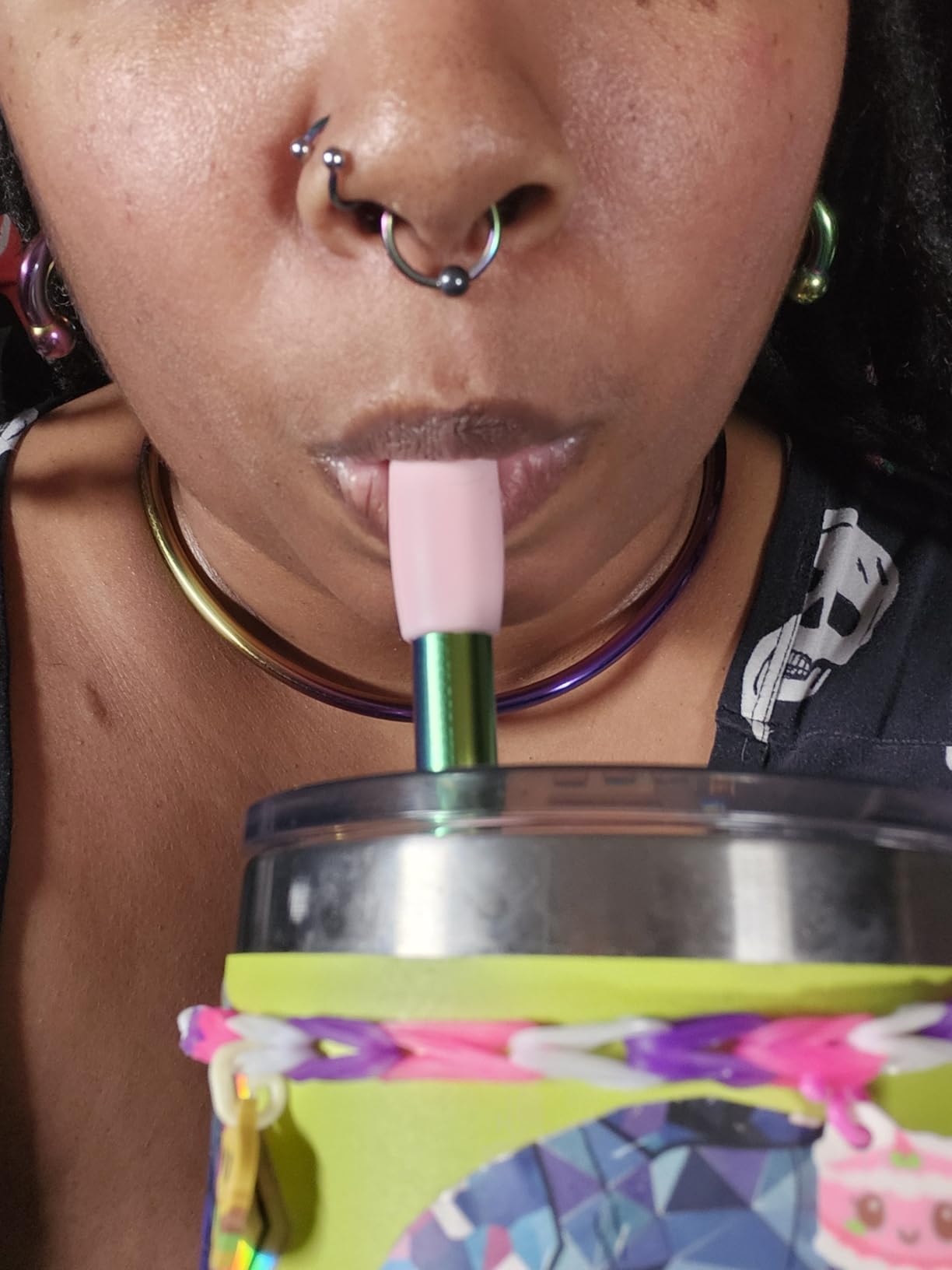 Boba Straws, Reusable Straw Metal Smoothies Jumbo Bubble Tea Tapioca Pearls Milkshake Straws, Pointed Stainless Steel Drinking Straws with Silicone Tips Carry Bag Brush 12mm 0.5