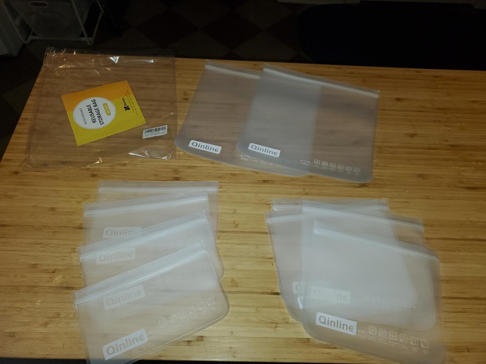 Qinline Reusable Food Storage Bags - 10 Pack Dishwasher Safe Freezer Bags, BPA Free Silicone, Leakproof for Marinate Salad Fruit Travel - 5 Sandwich 5 Snack customer photo 2