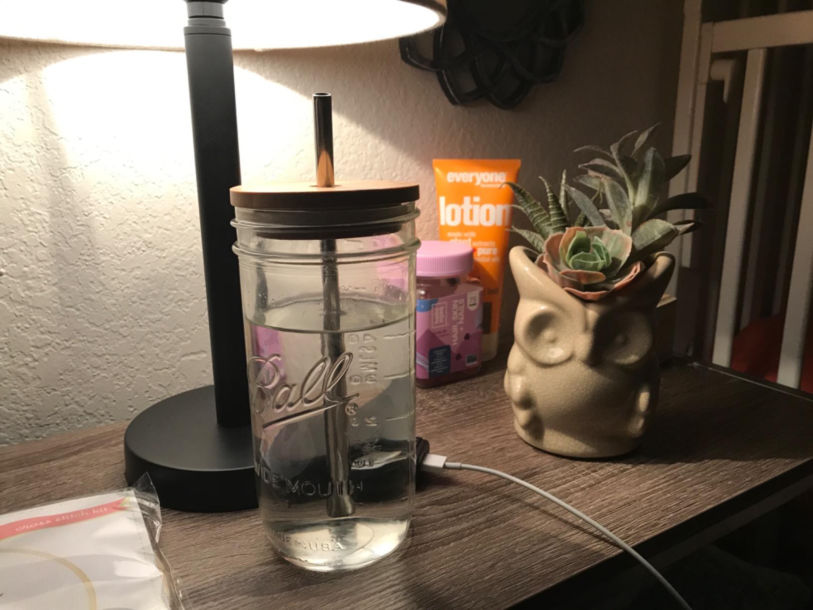 Mason Jar Lids With Straw - Reusable Bamboo Wide Mouth Tumbler Tops, 2 Packs With 2 Stainless Steel Straws customer photo 1