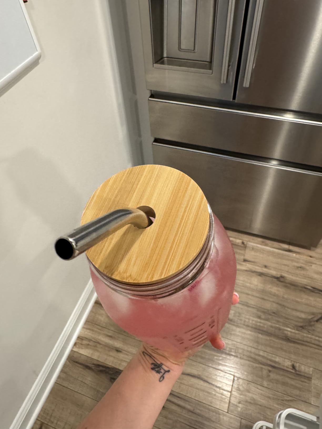 Mason Jar Lids With Straw - Reusable Bamboo Wide Mouth Tumbler Tops, 2 Packs With 2 Stainless Steel Straws customer photo 2