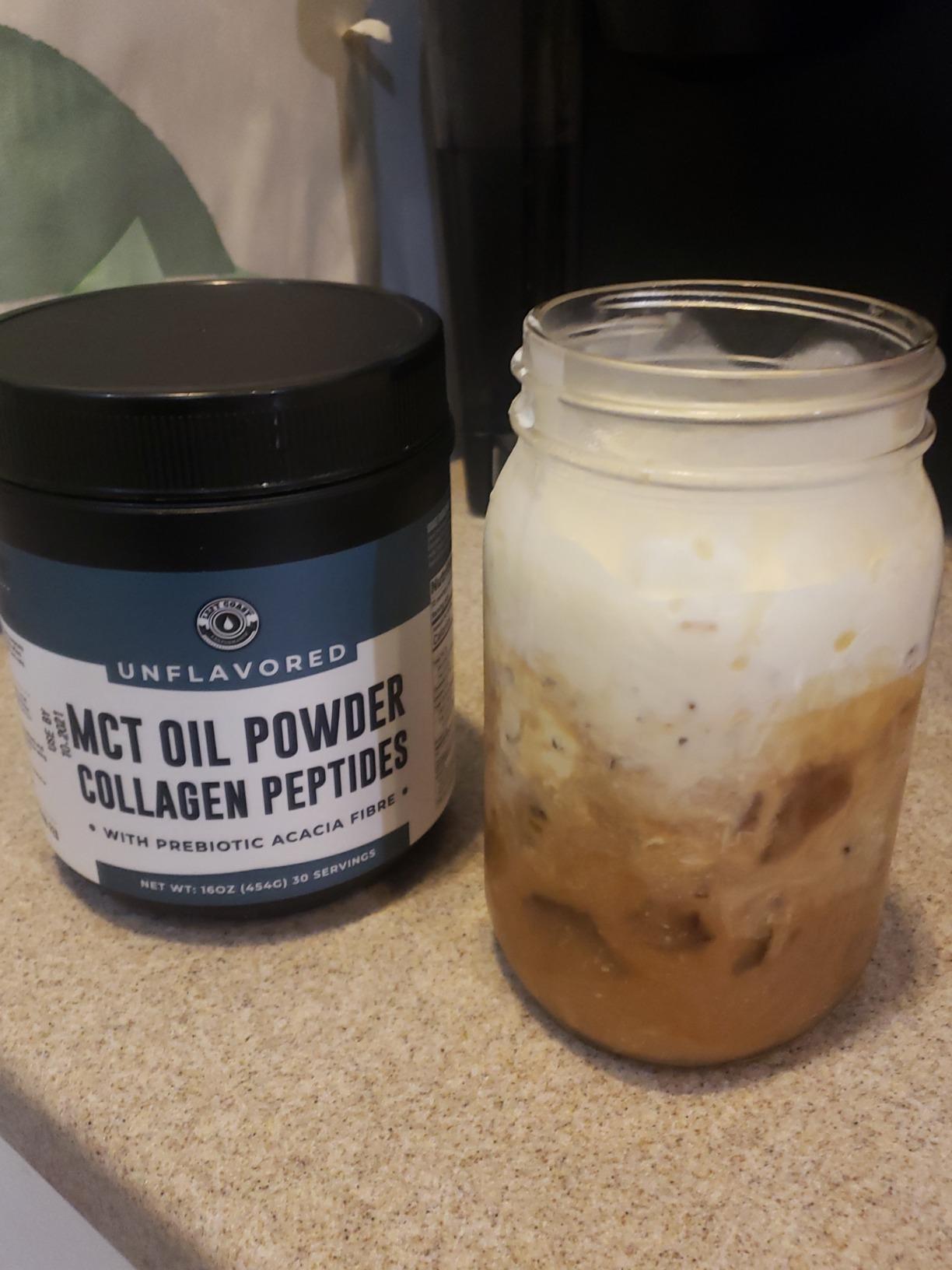 MCT Oil Powder with Acacia Fiber & Collagen Peptides - Prebiotic Collagen Protein, 10g MCTs from Coconuts, Sugar Free Keto Coffee Creamer - Grass Fed, Vanilla Flavor, Non-GMO, Gluten Free, 16 oz customer photo 2