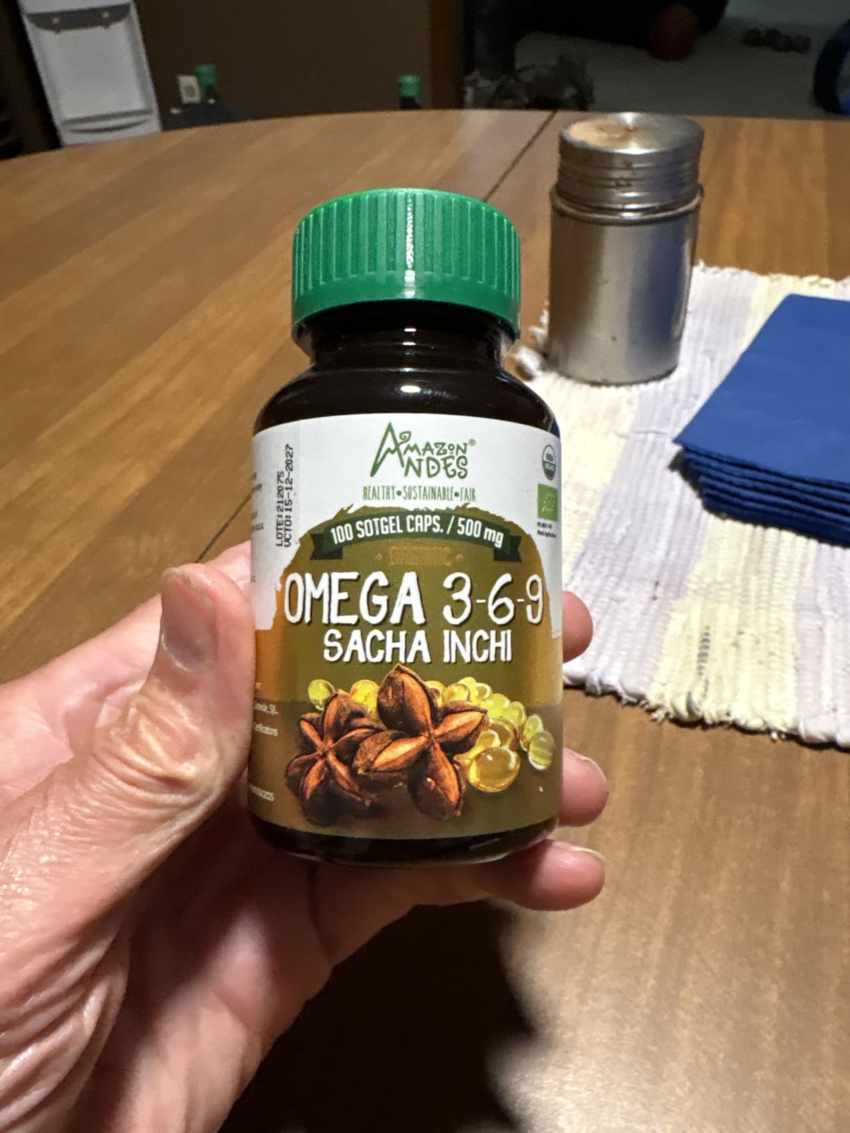 Amazon Andes Sacha Inchi Oil Capsules 500mg - Omega 3 6 9 Fatty Acids from Peru - 100 Softgels - Cold Pressed Virgin Inca Peanut Oil - Plukenetia Volubilis - Vegan Plant Based Non-GMO customer photo 1