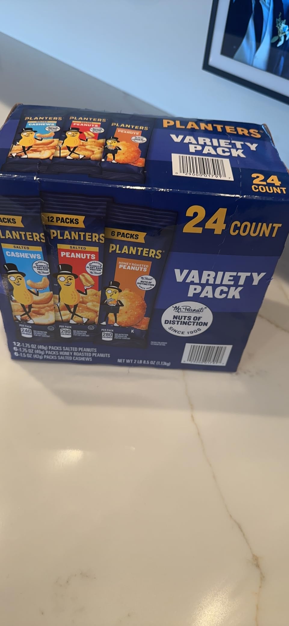 PLANTERS Variety Pack, Salted Cashews, Salted Peanuts & Honey Roasted Peanuts, On-the-Go Nut Snacks, Individually Packed Snacks, 8 -13g (12% - 13% DV) Plant-Based Protein (36 Count) customer photo 2
