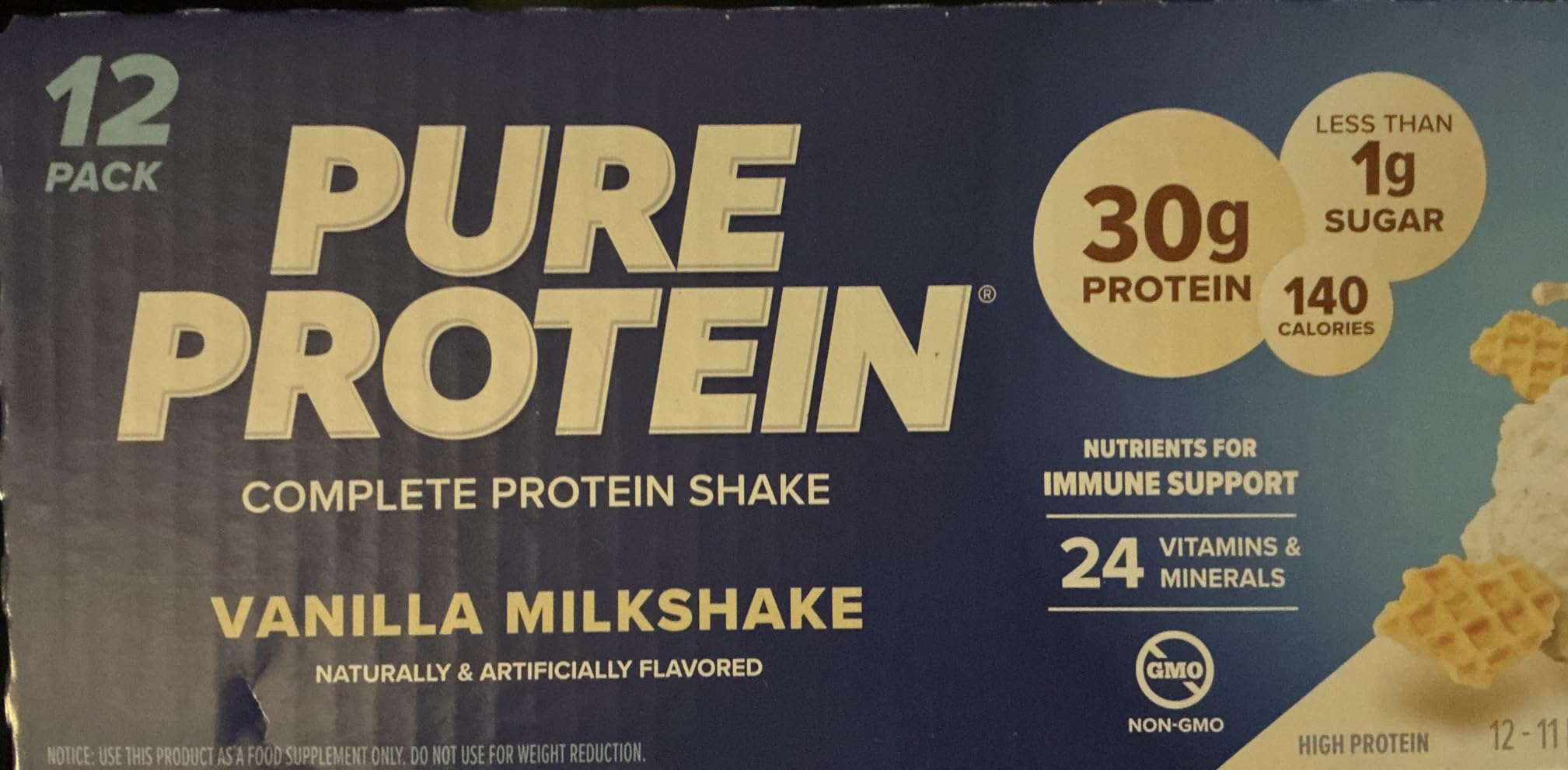 Pure Protein Vanilla Protein Shake, 30g Complete Protein, Vitamins A, C, D, and E plus Zinc to Support Immune Health, Ready to Drink and Keto-Friendly, 11oz Bottles, 12 Pack customer photo 1