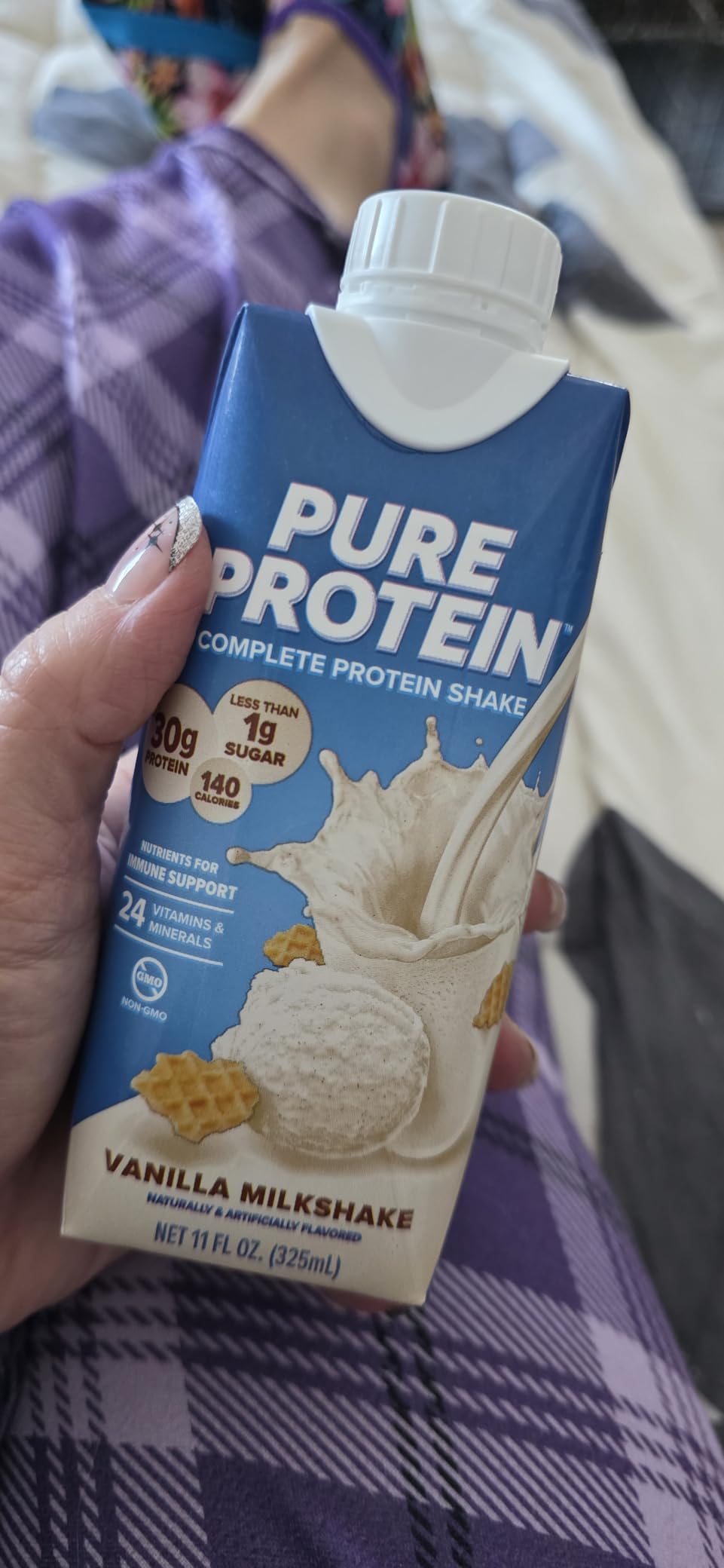 Pure Protein Vanilla Protein Shake, 30g Complete Protein, Vitamins A, C, D, and E plus Zinc to Support Immune Health, Ready to Drink and Keto-Friendly, 11oz Bottles, 12 Pack customer photo 2
