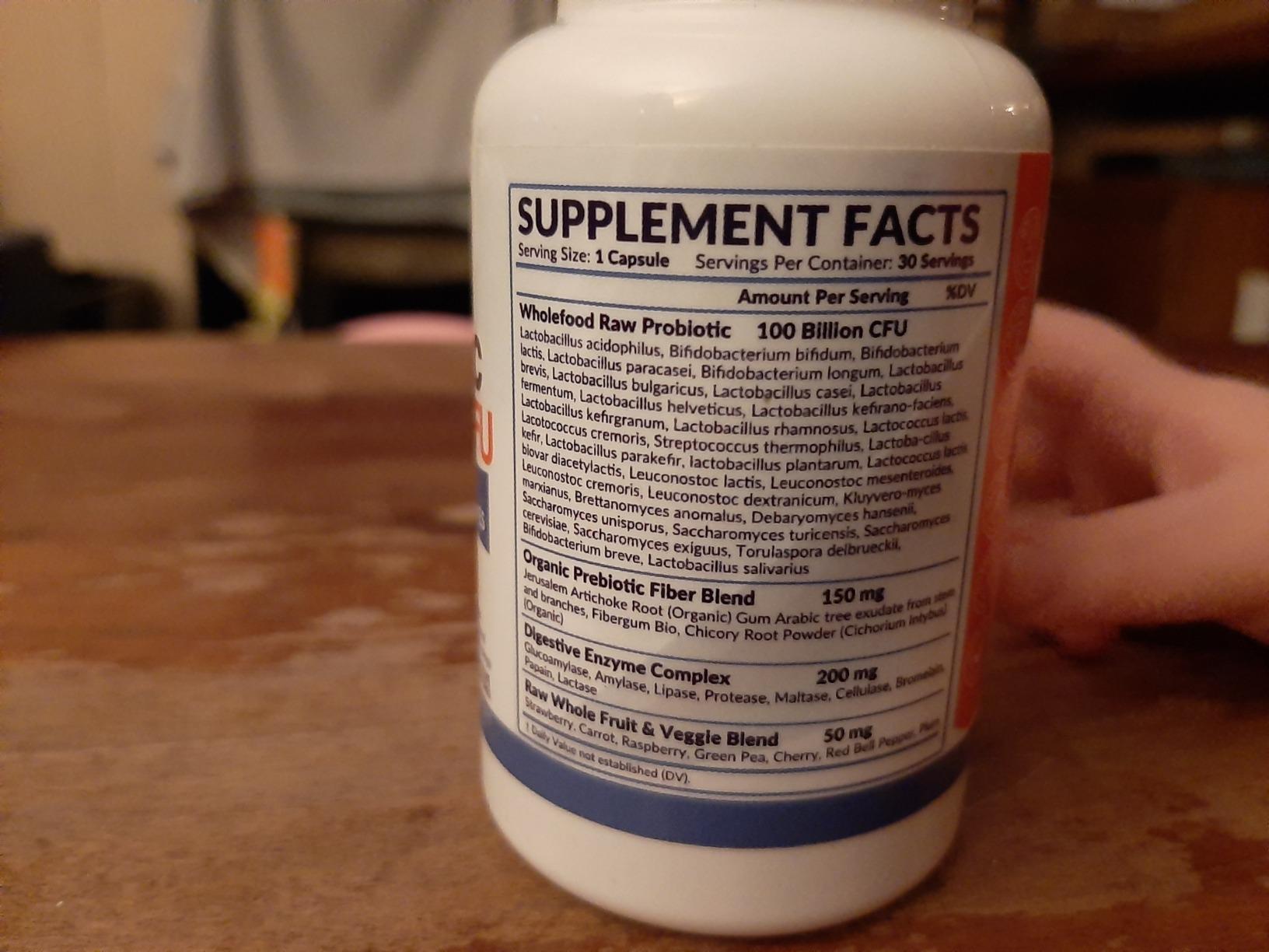 Wholesome Wellness Organic Raw Probiotics 100 Billion CFU, Dr Formulated for Women and Men, Complete Adult Supplement with Prebiotics and Digestive Enzymes; 30 Capsules, Shelf Stable customer photo 1