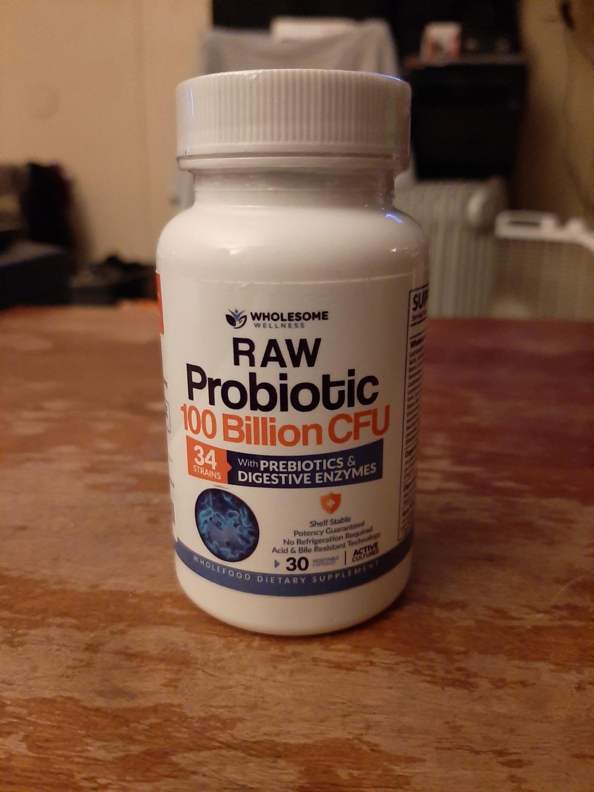 Wholesome Wellness Organic Raw Probiotics 100 Billion CFU, Dr Formulated for Women and Men, Complete Adult Supplement with Prebiotics and Digestive Enzymes; 30 Capsules, Shelf Stable customer photo 2